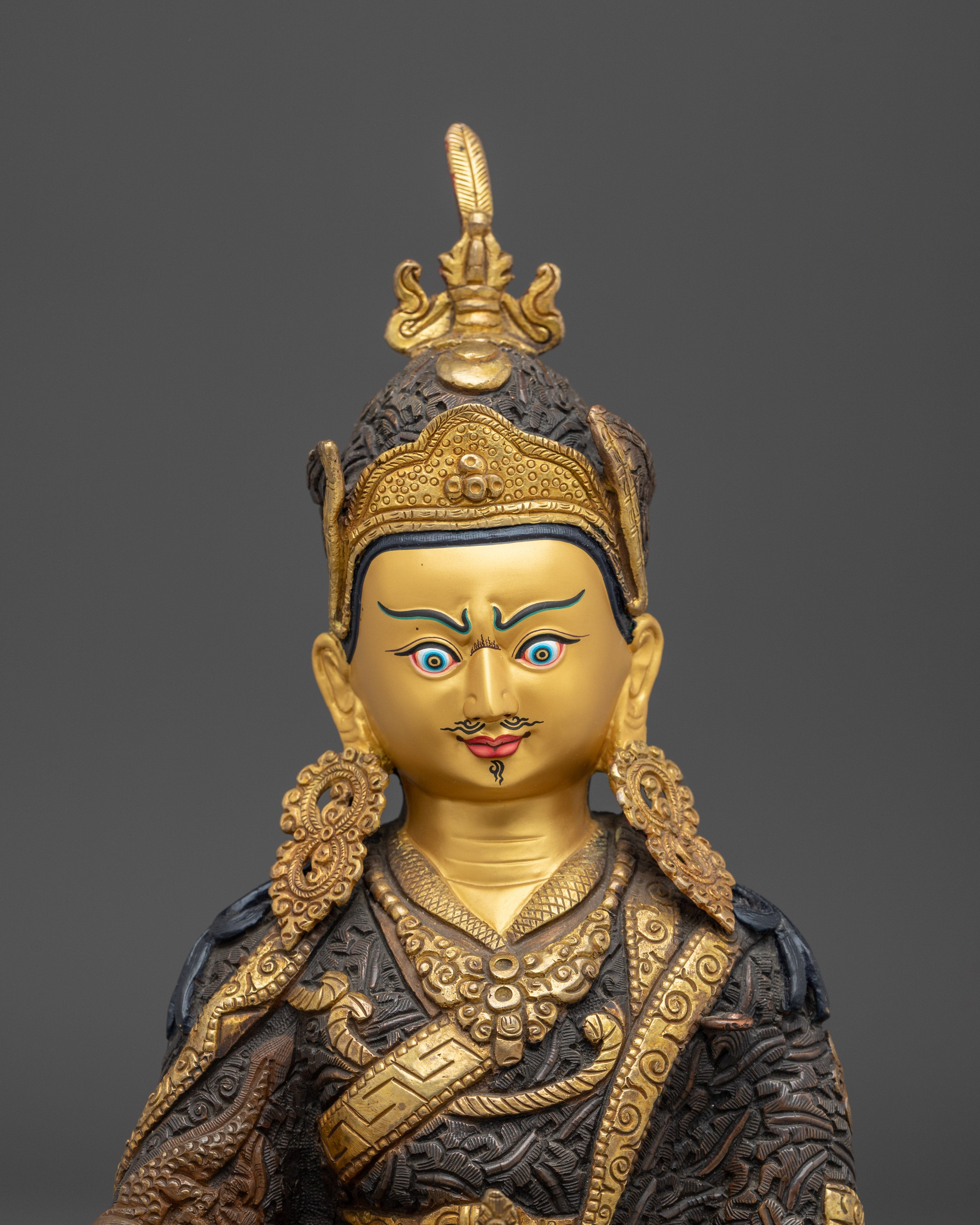 Guru Rinpoche Oxidized Copper Art | Padmasambhava Deity for Meditation Space