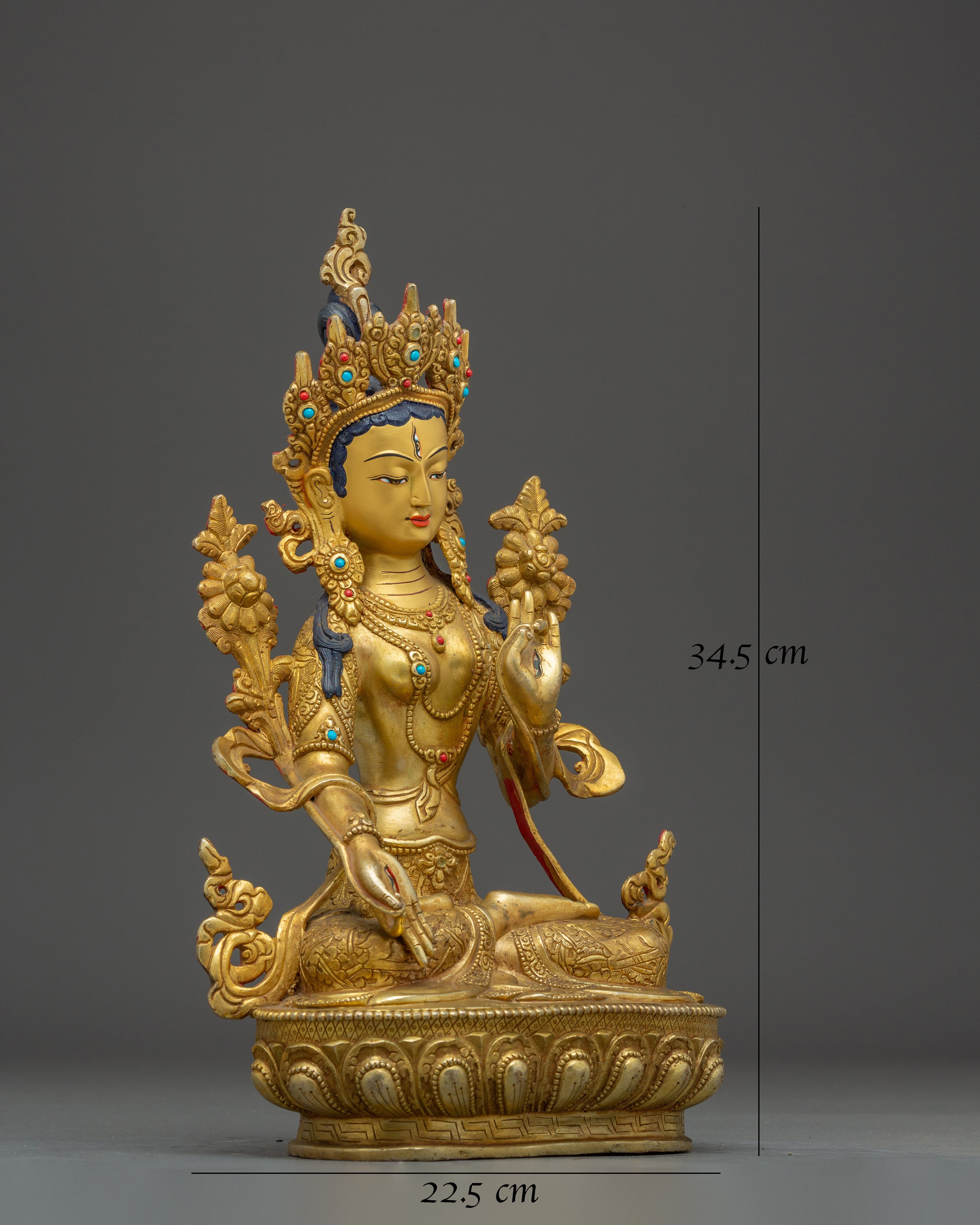 White Tara Statue: Buddhist Seven-eyed Goddess