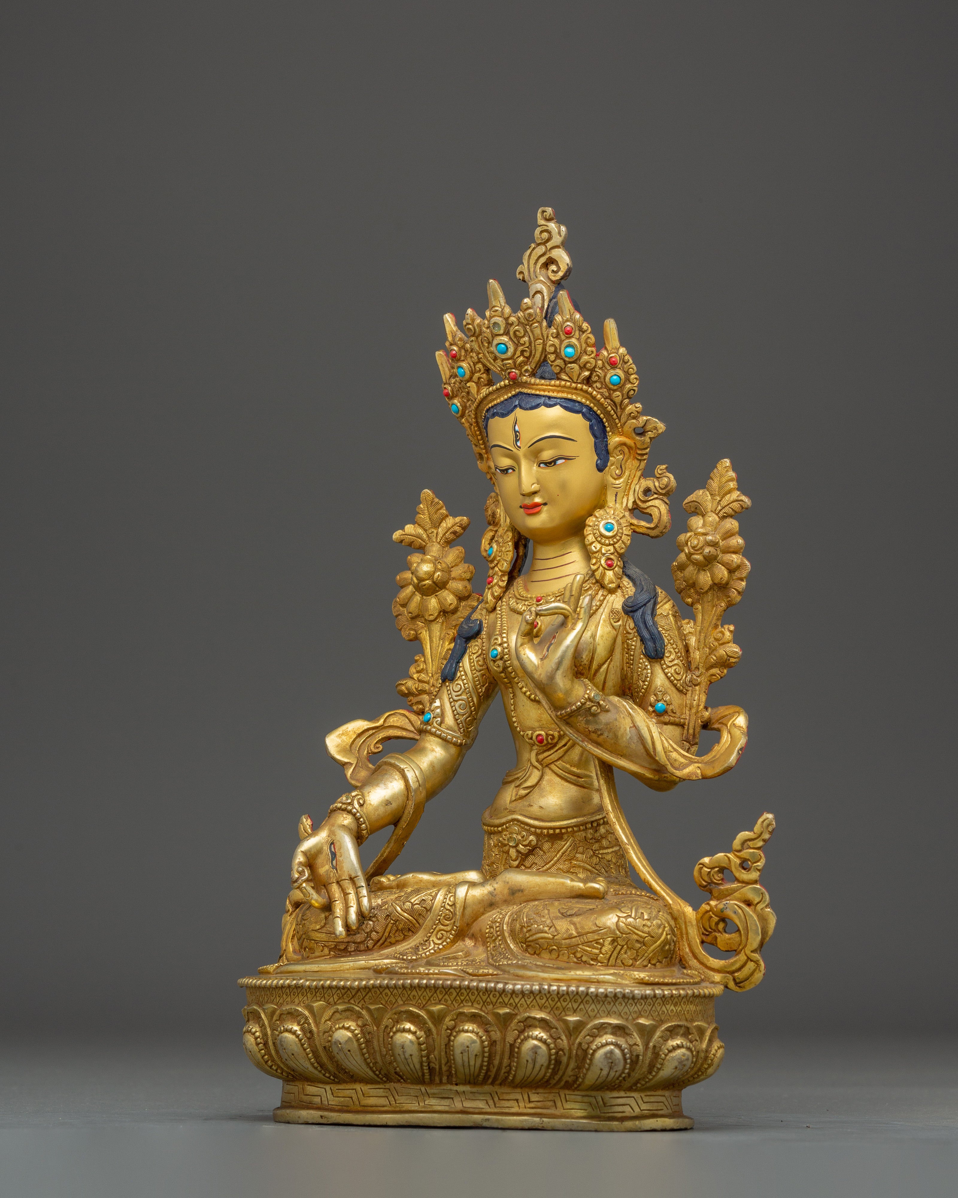 White Tara Statue: Buddhist Seven-eyed Goddess