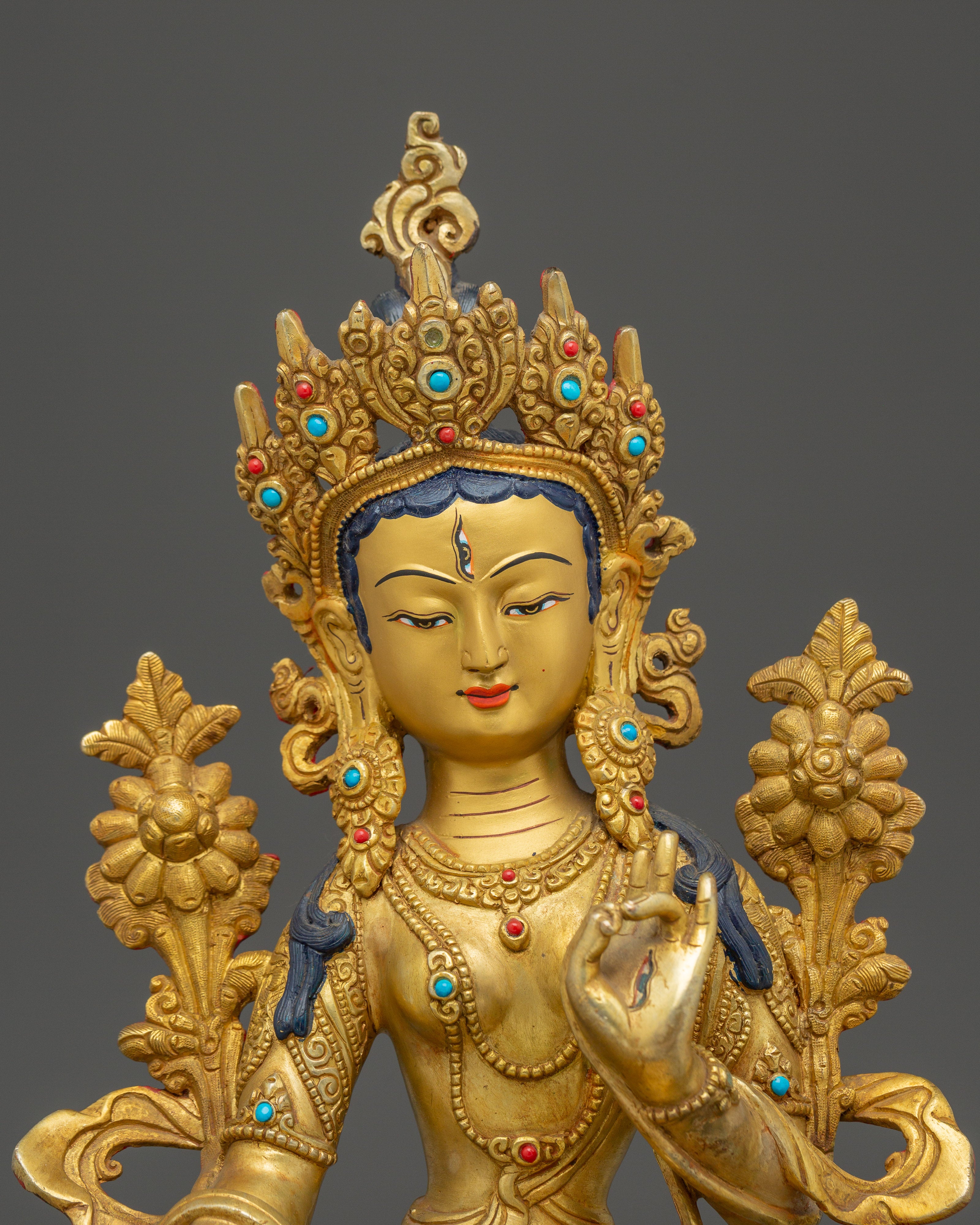 White Tara Statue: Buddhist Seven-eyed Goddess