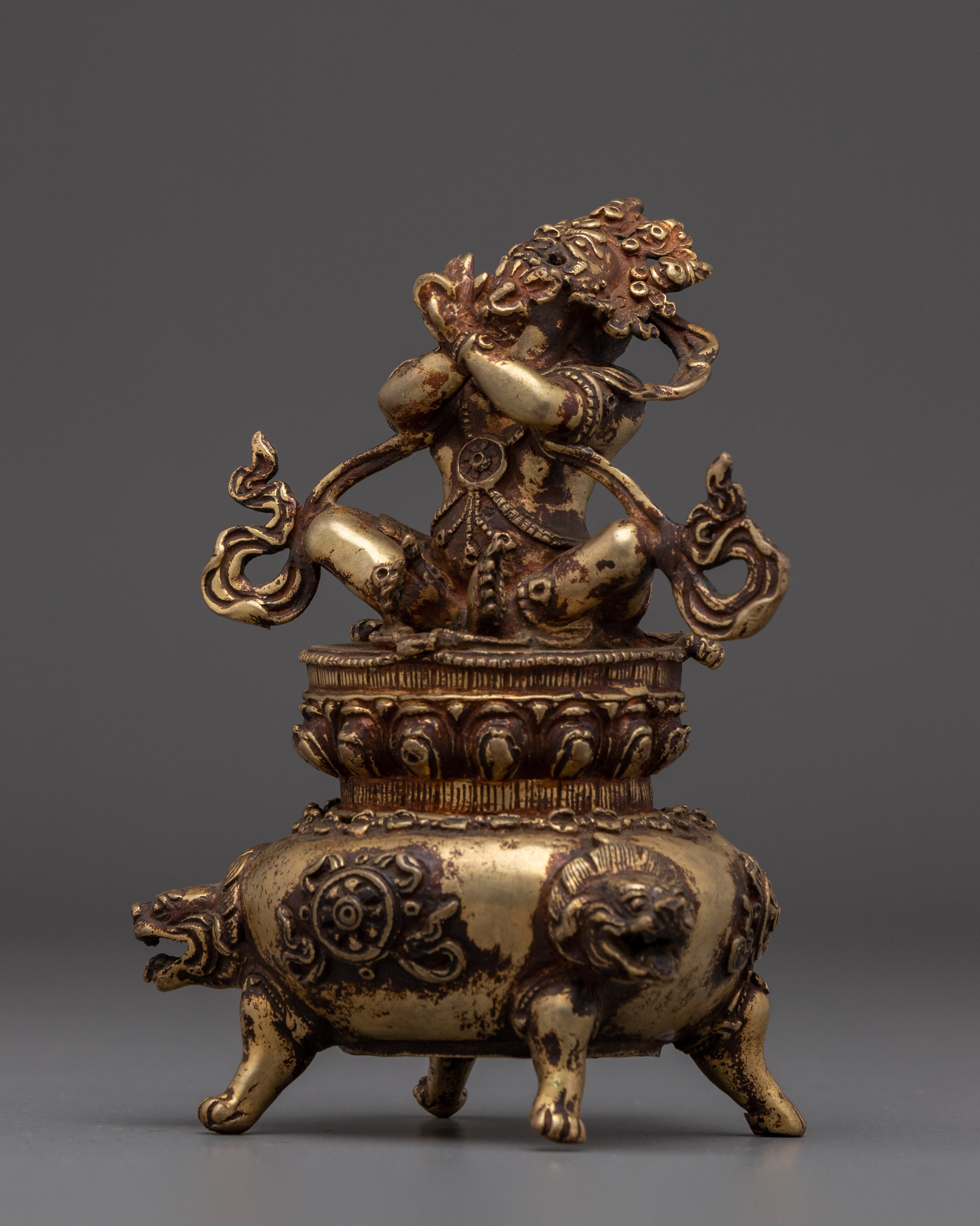 Vajradhaka Copper Statue with Antique Finish | Buddhist Deity for Altar