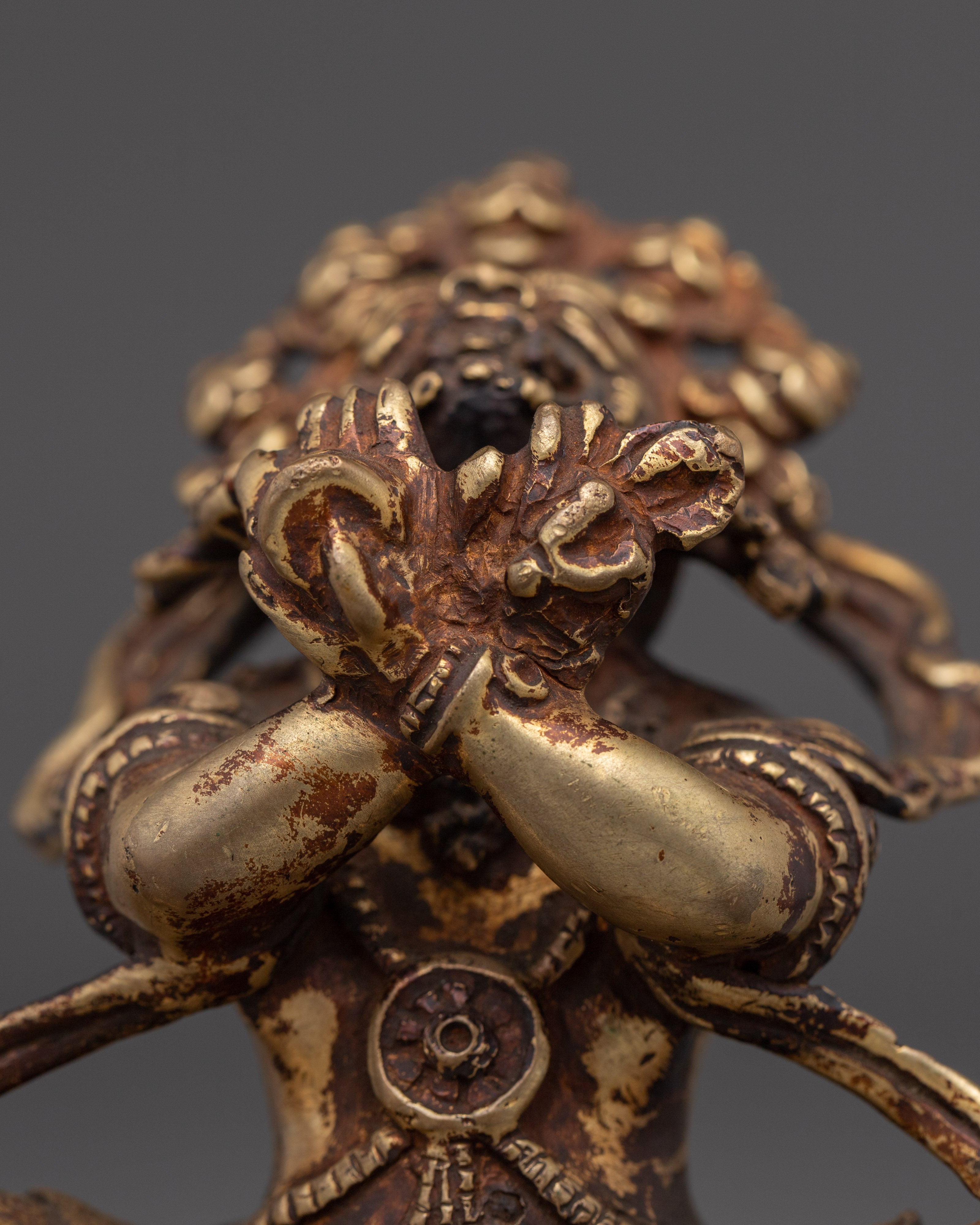 Vajradhaka Copper Statue with Antique Finish | Buddhist Deity for Altar