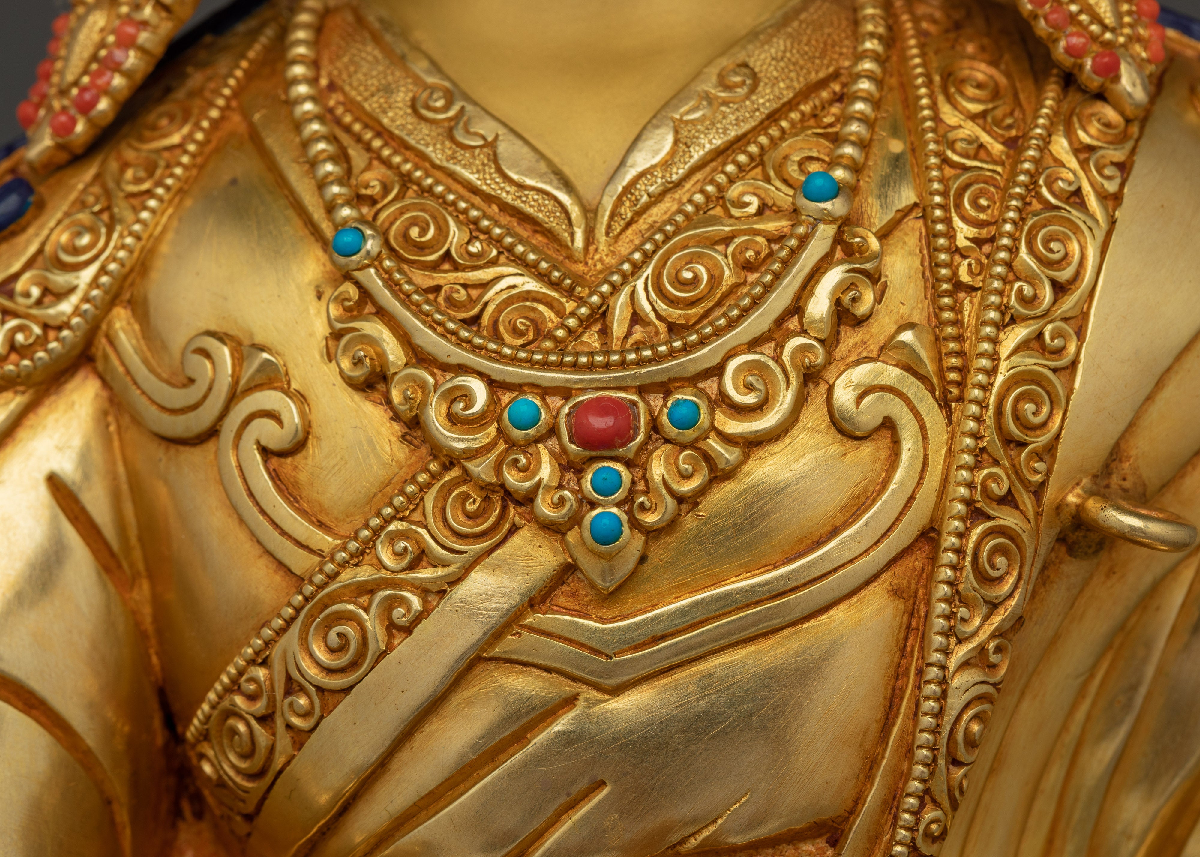 Guru Rinpoche Statue in 24K Gold with Gemstones | A Symbol of Wisdom & Protection