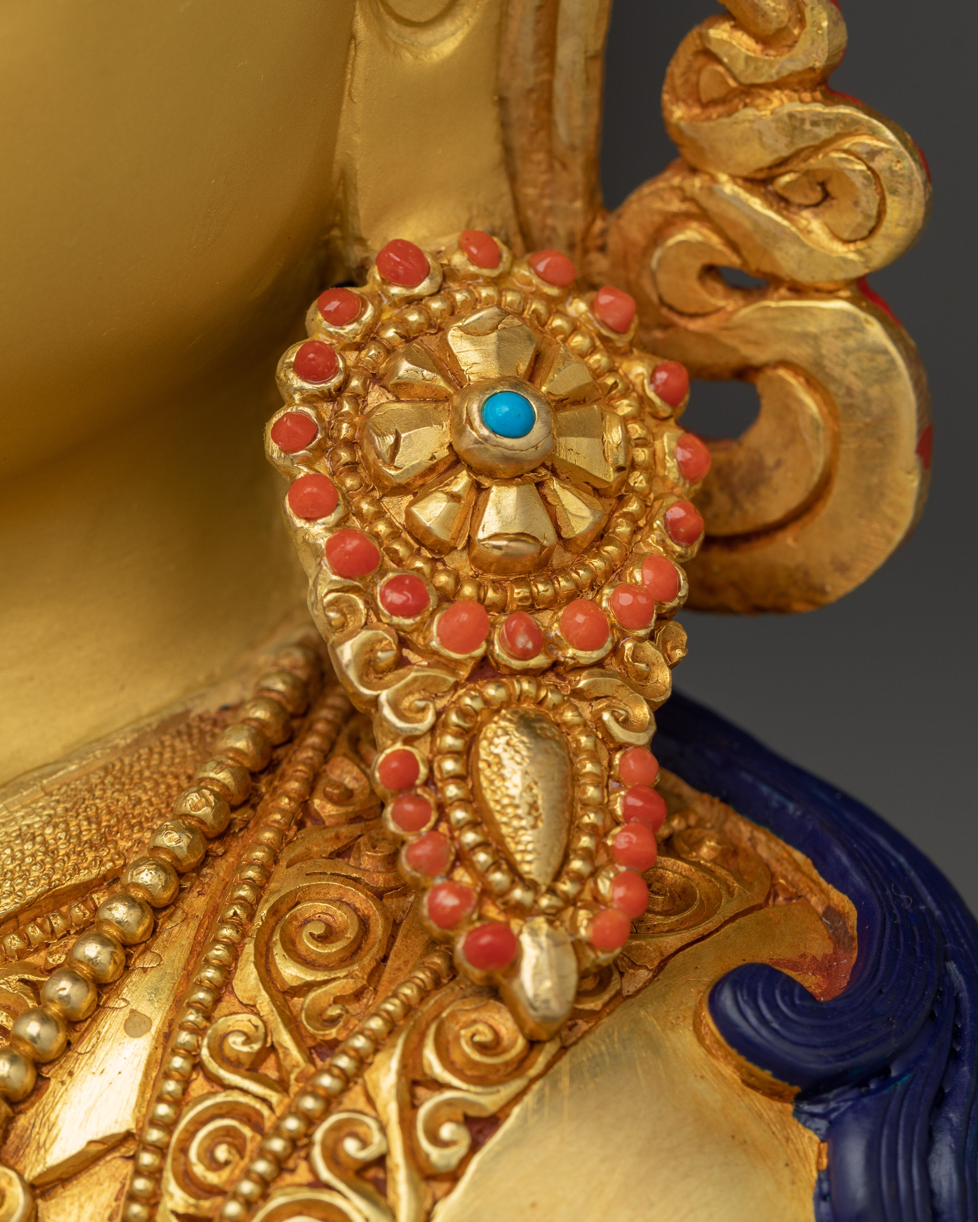 Guru Rinpoche Statue in 24K Gold with Gemstones | A Symbol of Wisdom & Protection