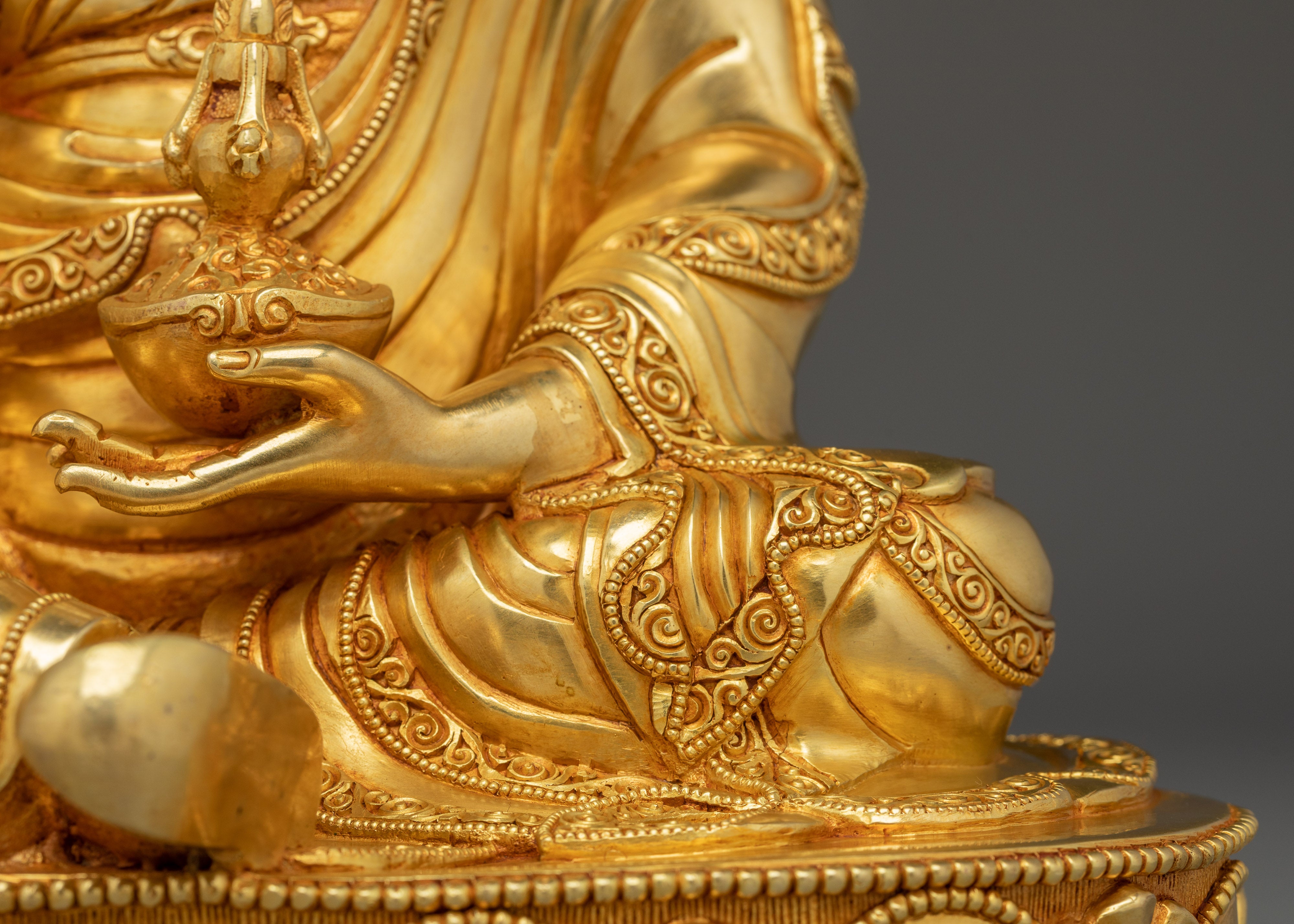 Guru Rinpoche Statue in 24K Gold with Gemstones | A Symbol of Wisdom & Protection