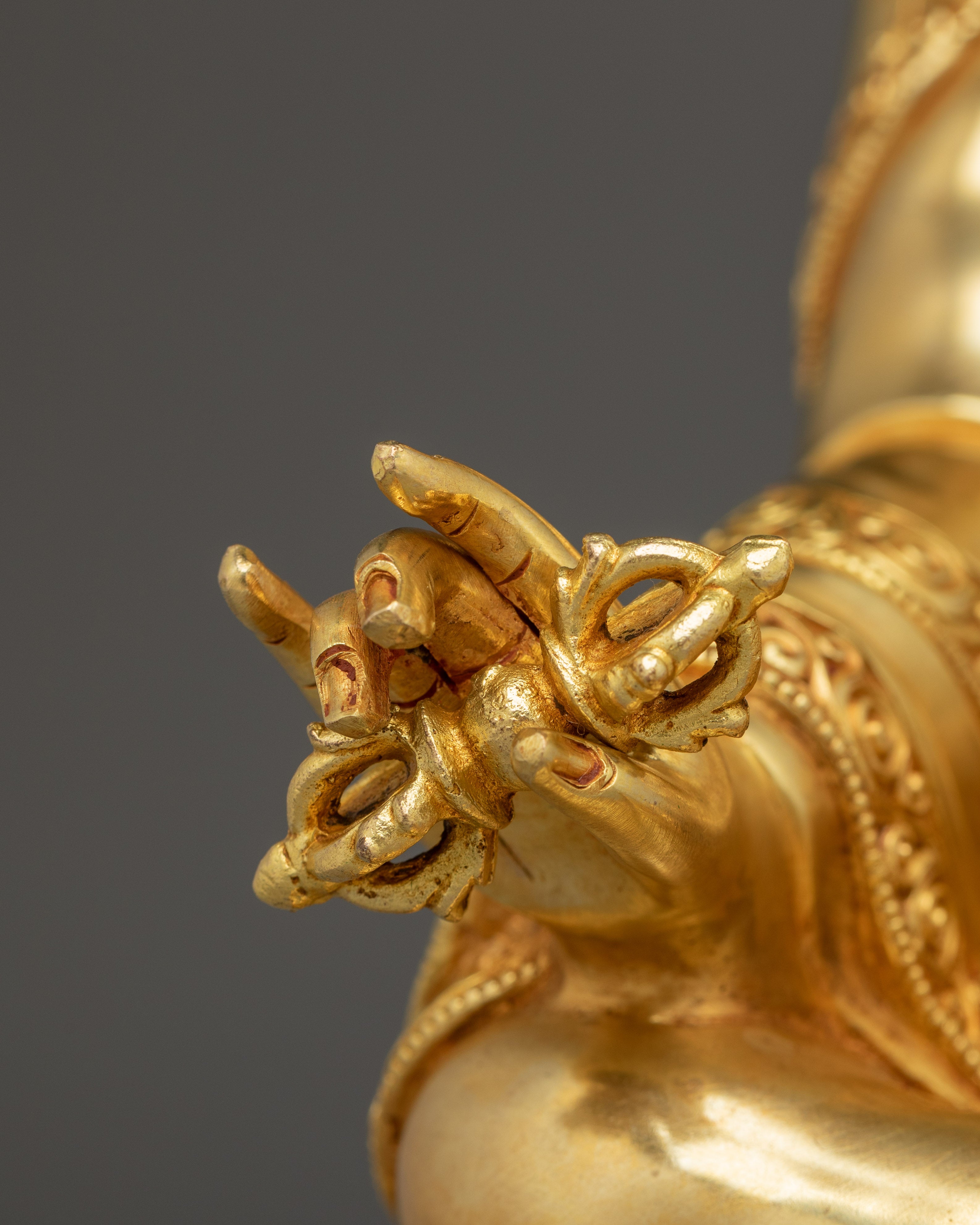 Guru Rinpoche Statue in 24K Gold with Gemstones | A Symbol of Wisdom & Protection