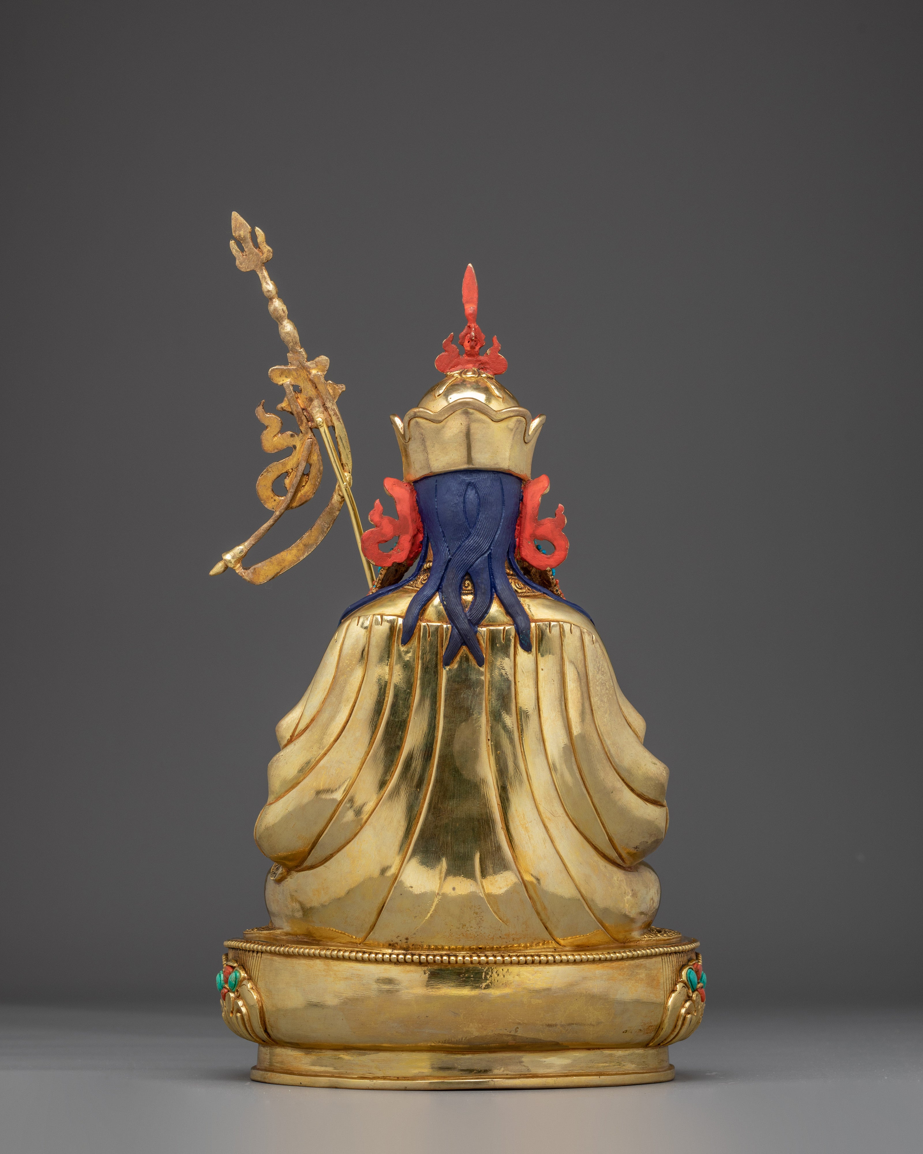 Guru Tsokye Dorje Statue in 24K Gold | Spiritual Decor with Gemstones