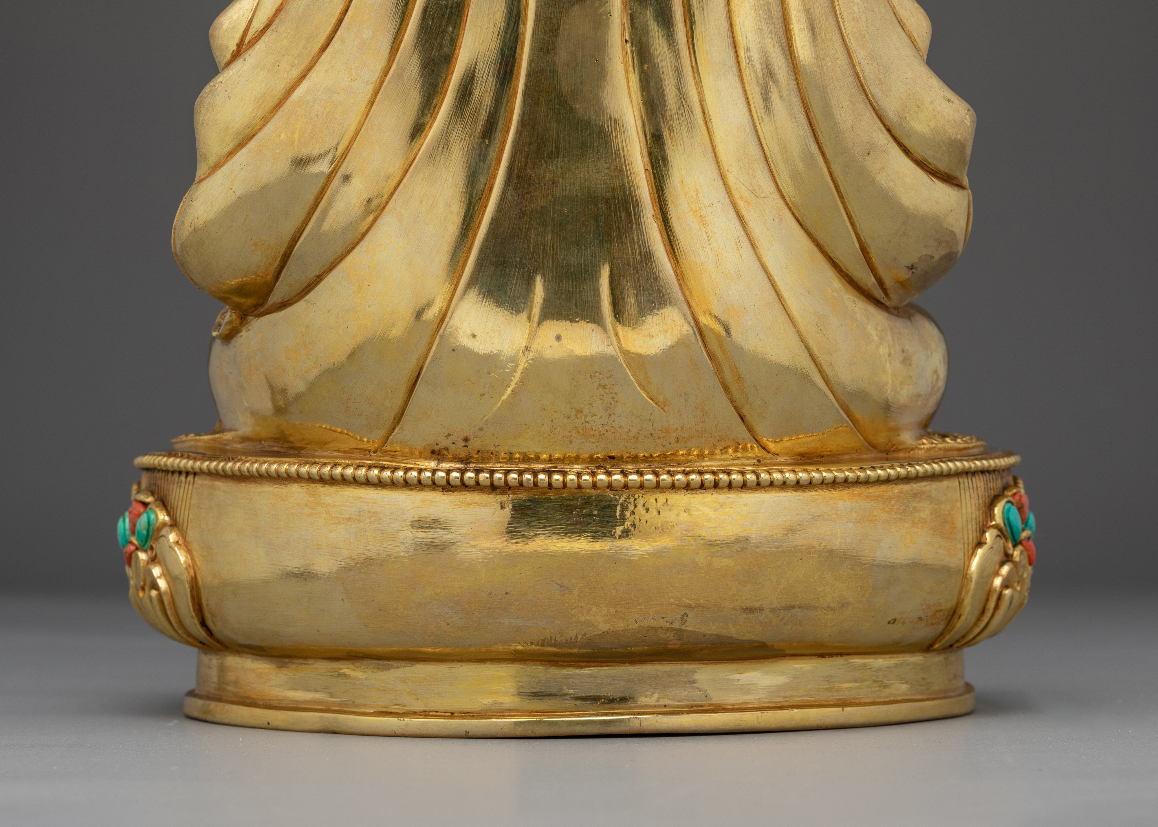 Guru Tsokye Dorje Statue in 24K Gold | Spiritual Decor with Gemstones