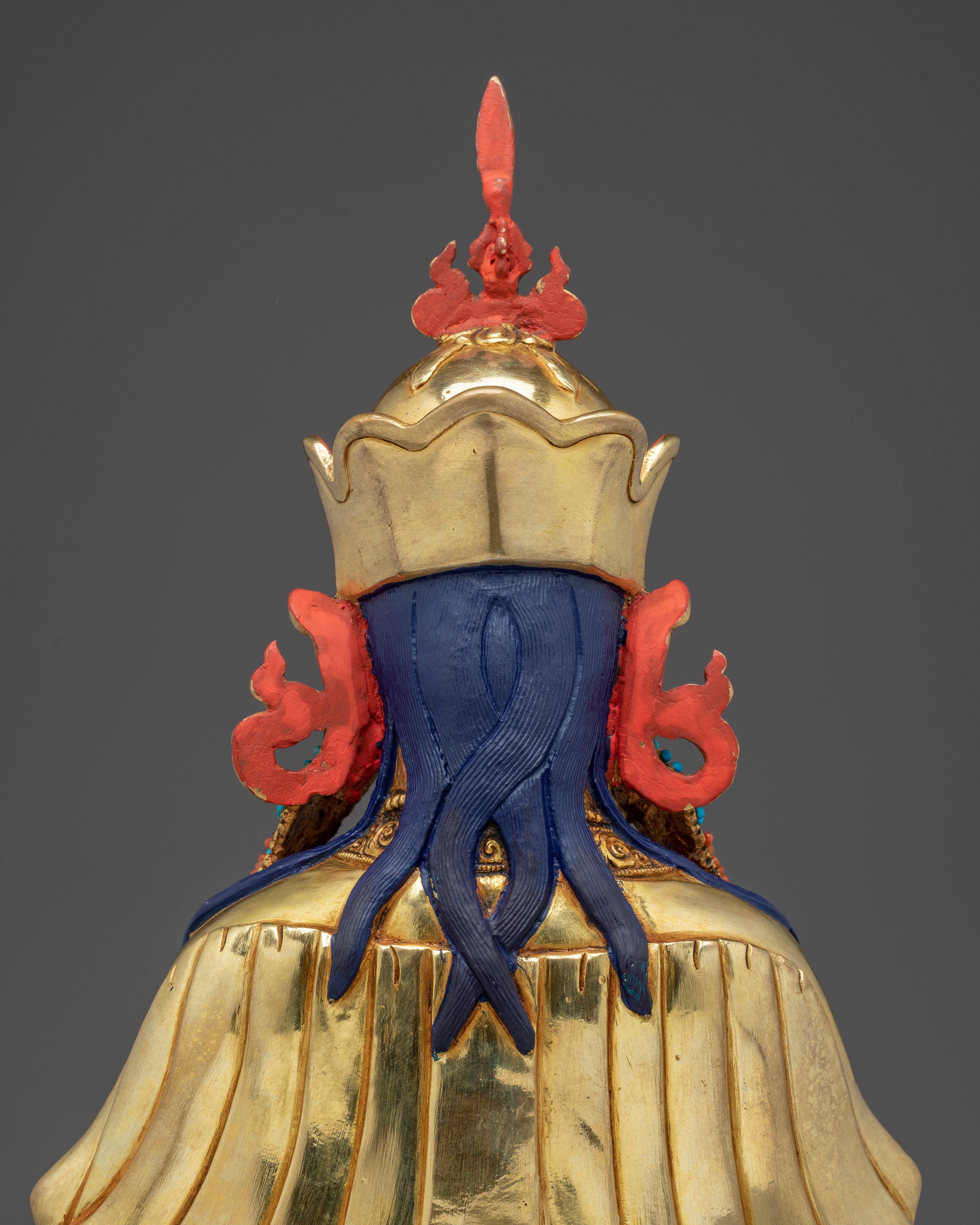 Guru Tsokye Dorje Statue in 24K Gold | Spiritual Decor with Gemstones