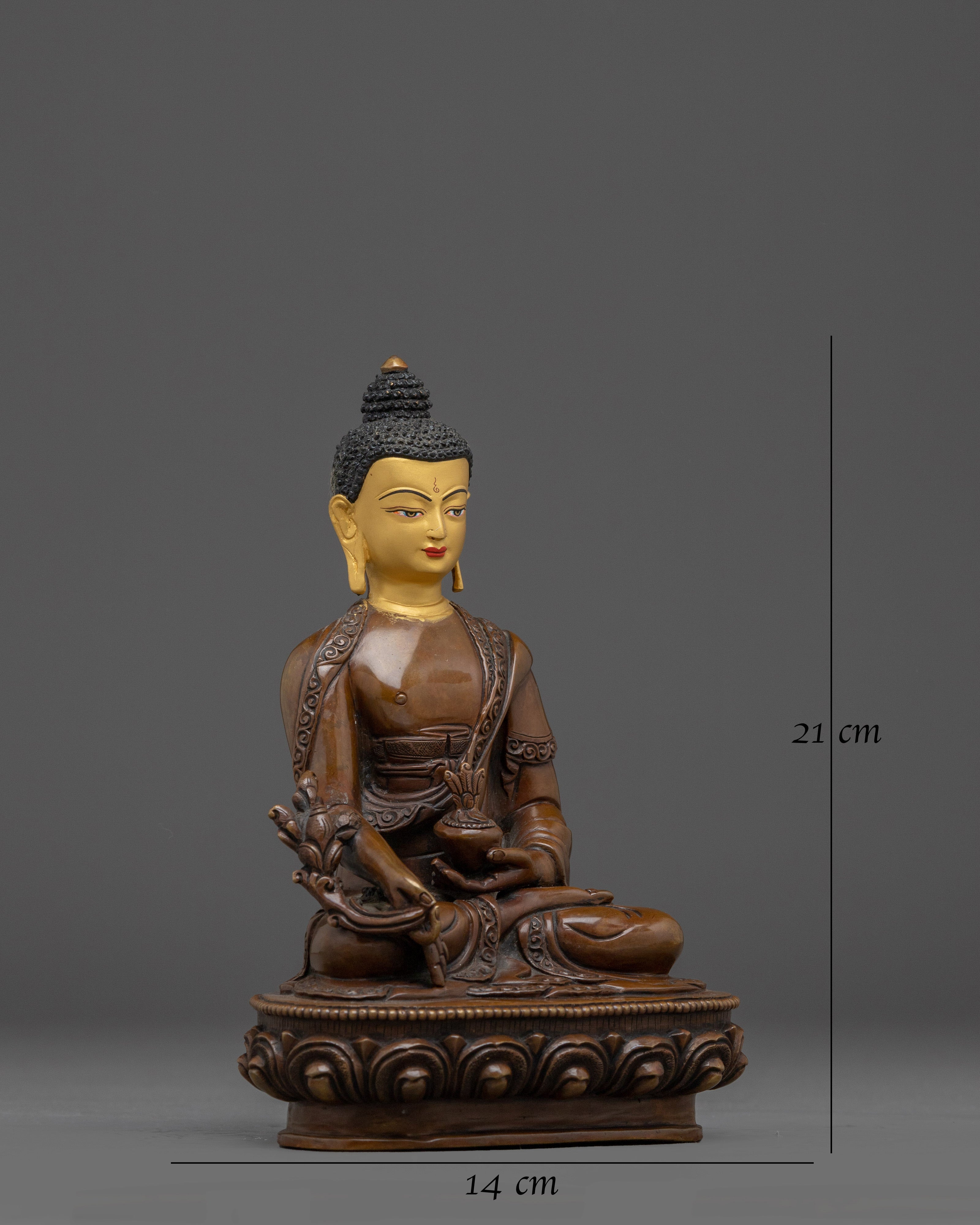Medicine Buddha Oxidized Copper Statue