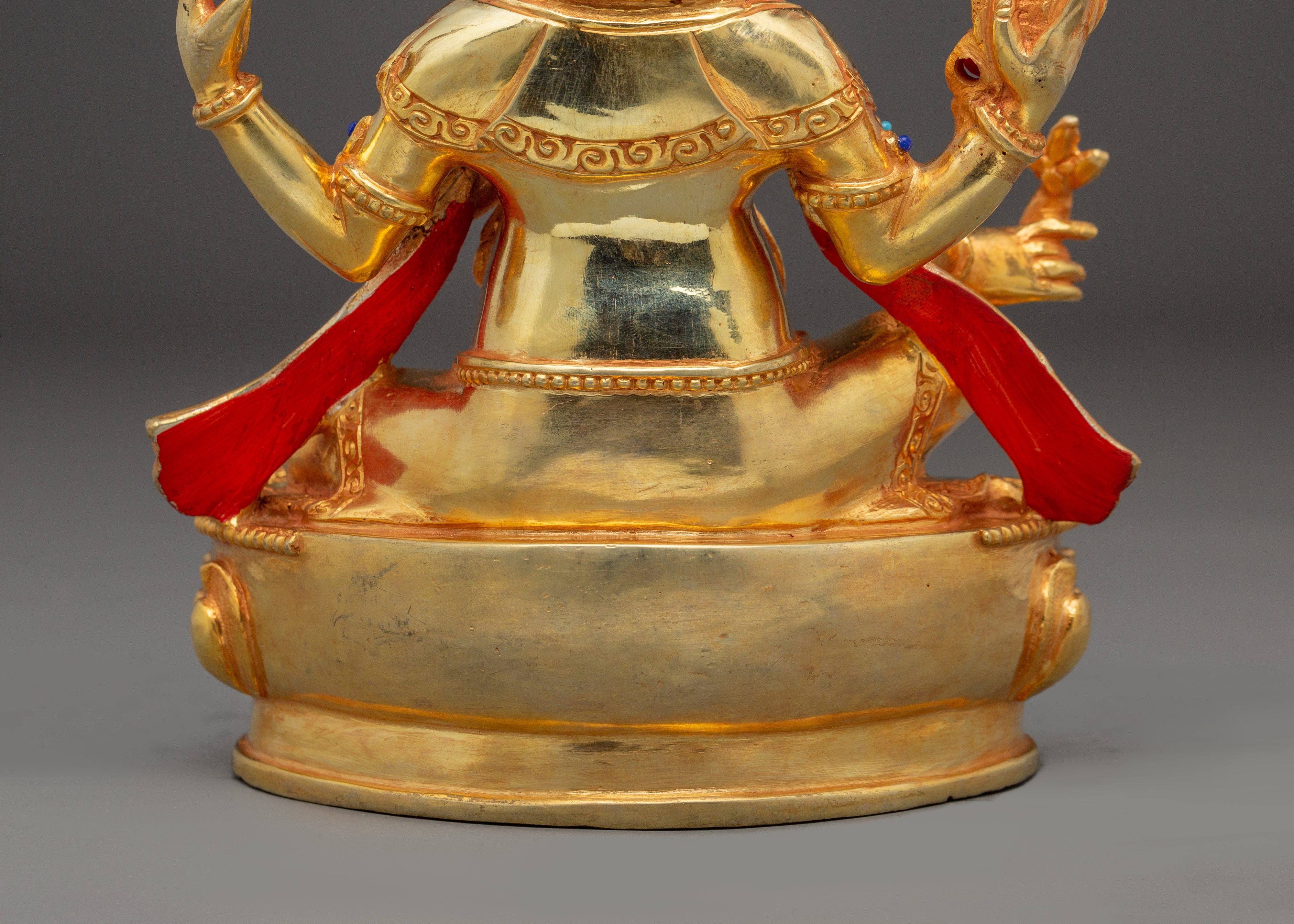 24K Gold-Gilded Ganesh Statue with Gemstones | Sacred Hindu Deity for Wisdom