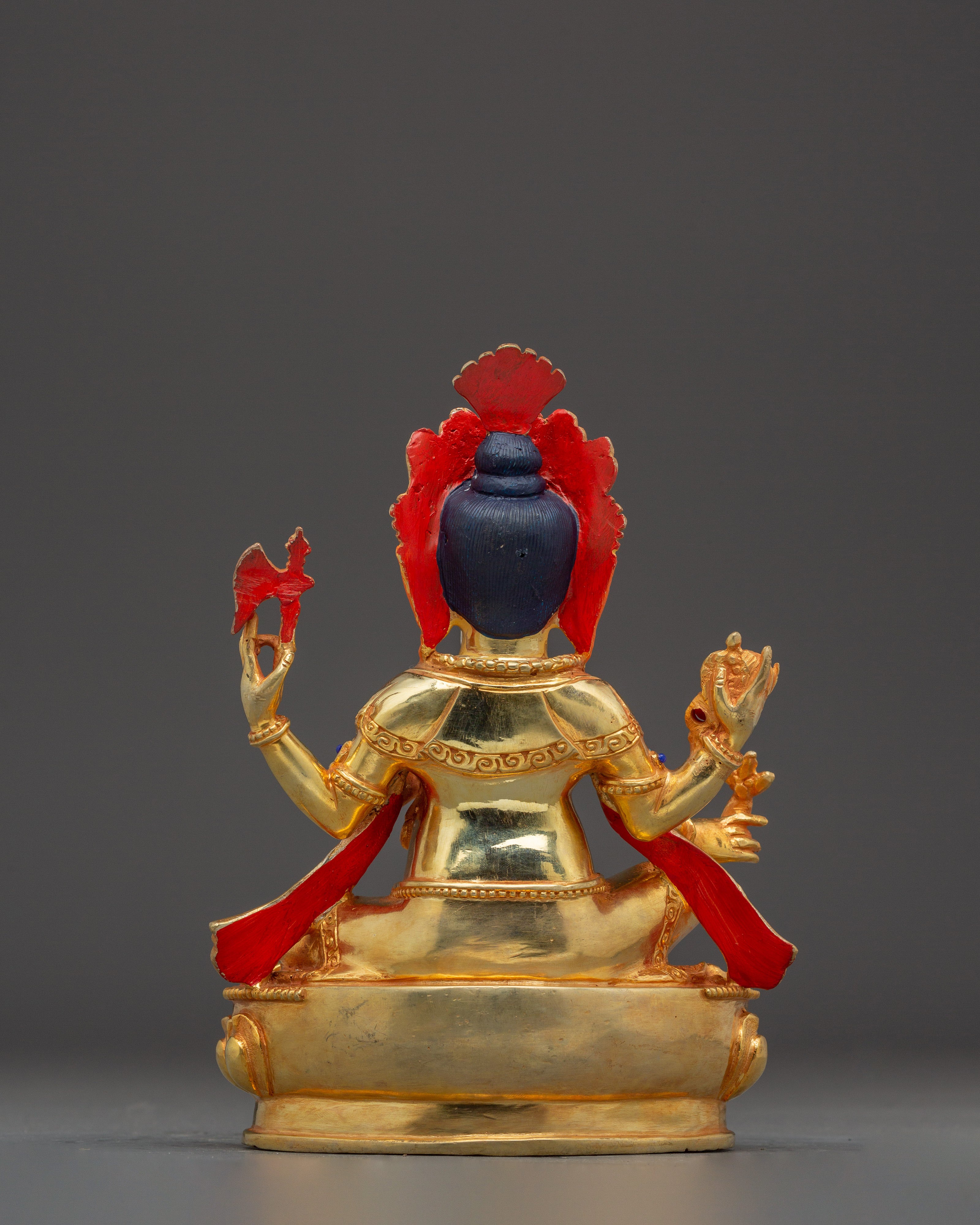 24K Gold-Gilded Ganesh Statue with Gemstones | Sacred Hindu Deity for Wisdom