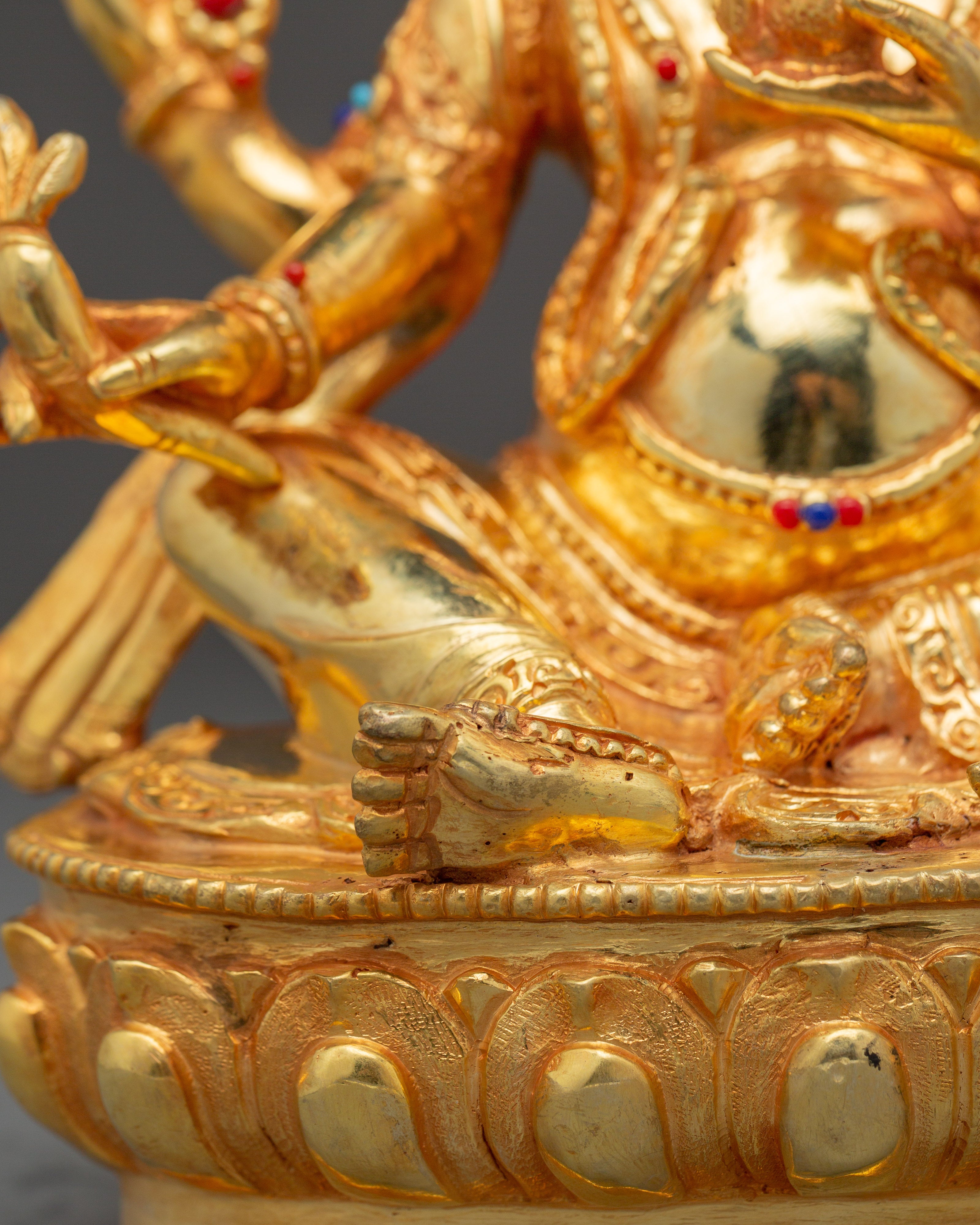 24K Gold-Gilded Ganesh Statue with Gemstones | Sacred Hindu Deity for Wisdom