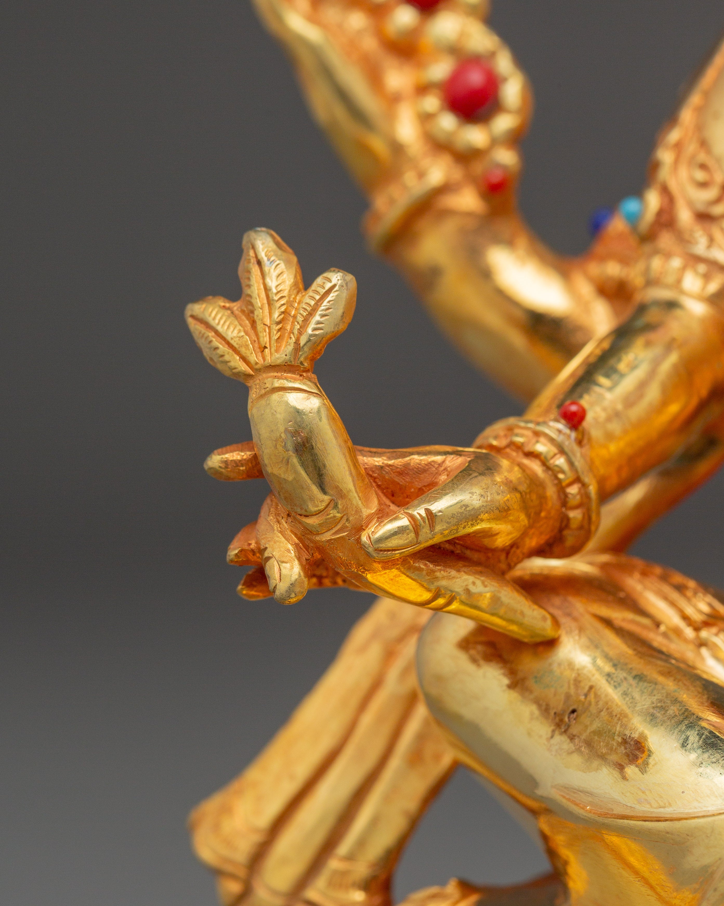 24K Gold-Gilded Ganesh Statue with Gemstones | Sacred Hindu Deity for Wisdom