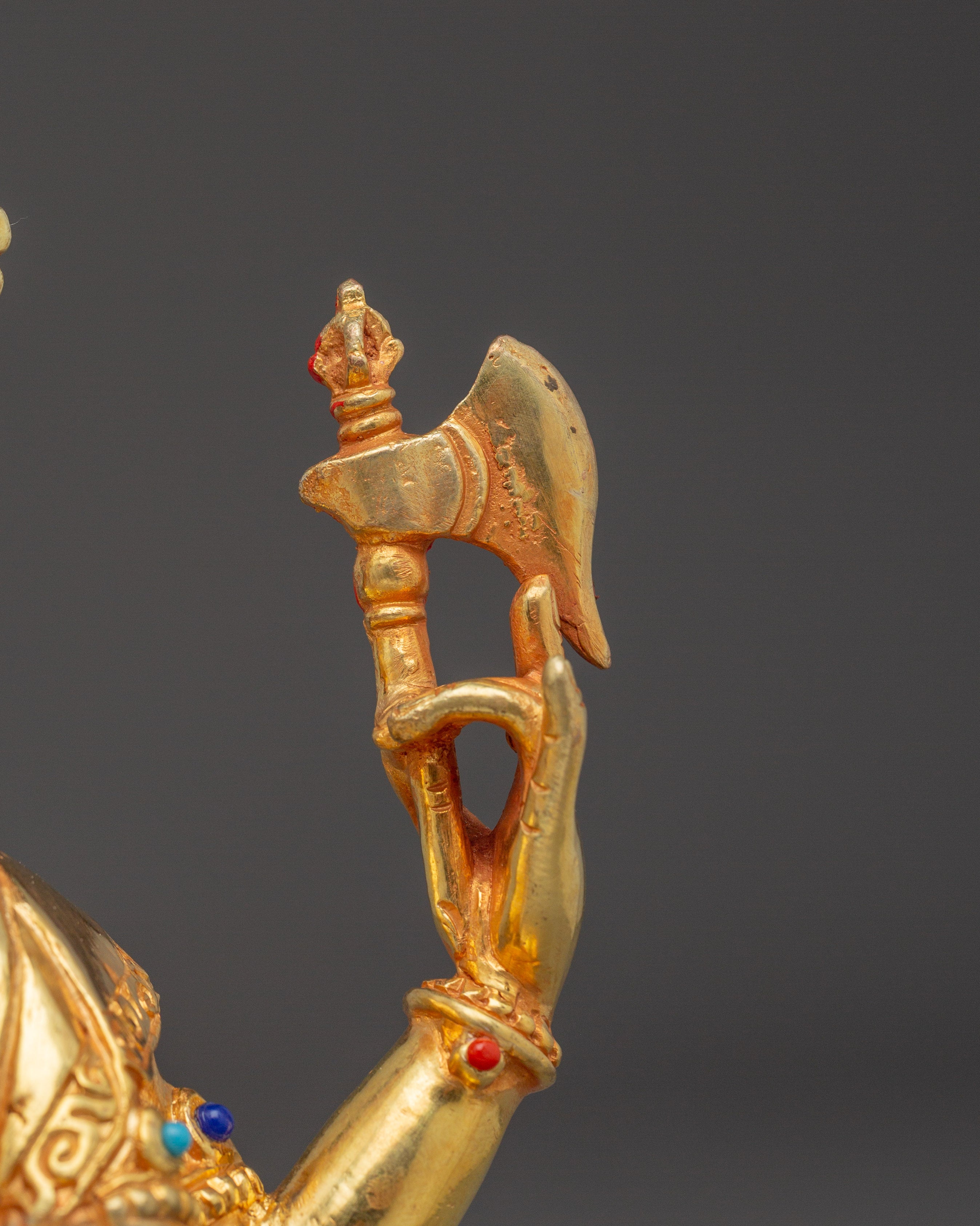 24K Gold-Gilded Ganesh Statue with Gemstones | Sacred Hindu Deity for Wisdom