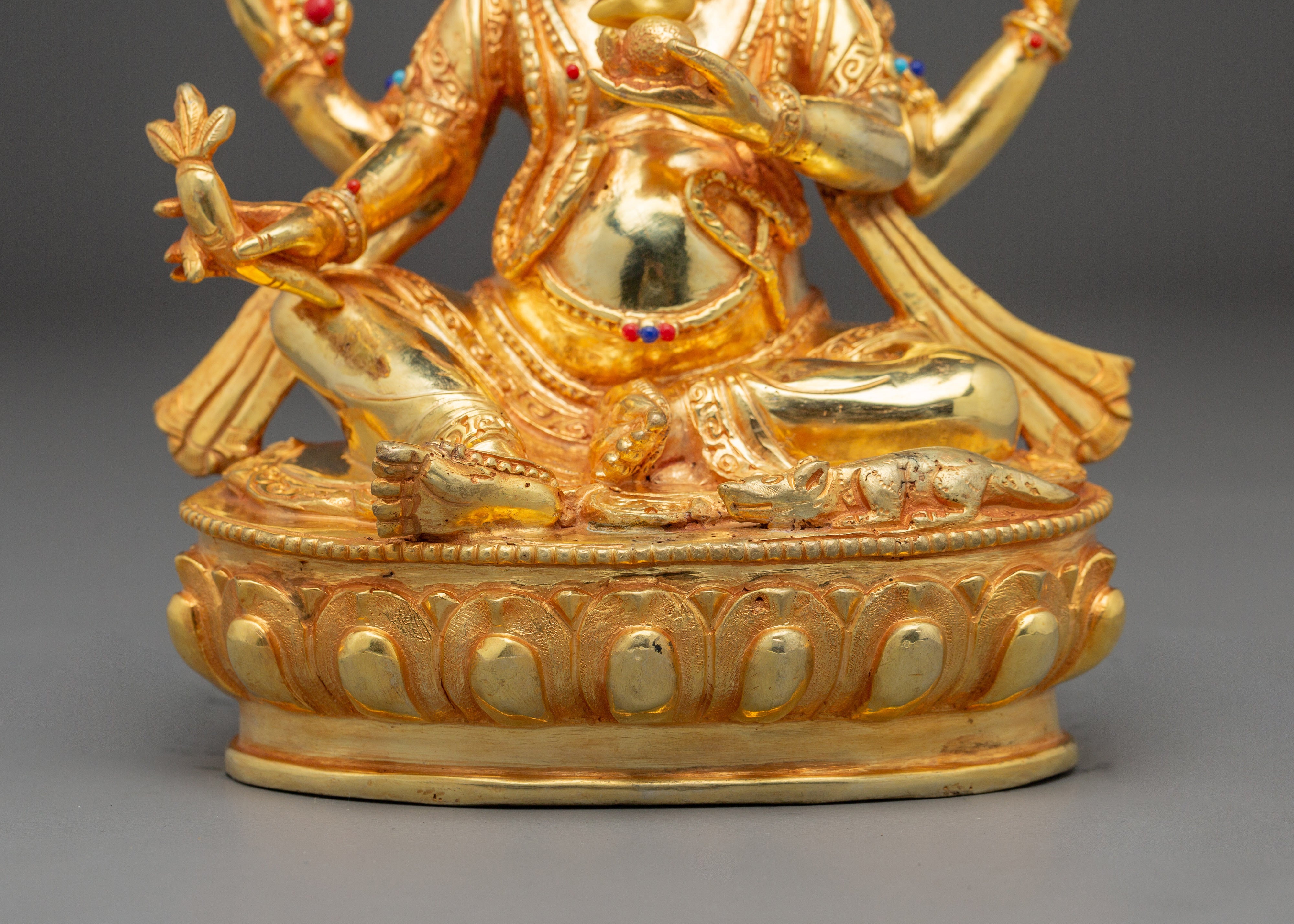 24K Gold-Gilded Ganesh Statue with Gemstones | Sacred Hindu Deity for Wisdom