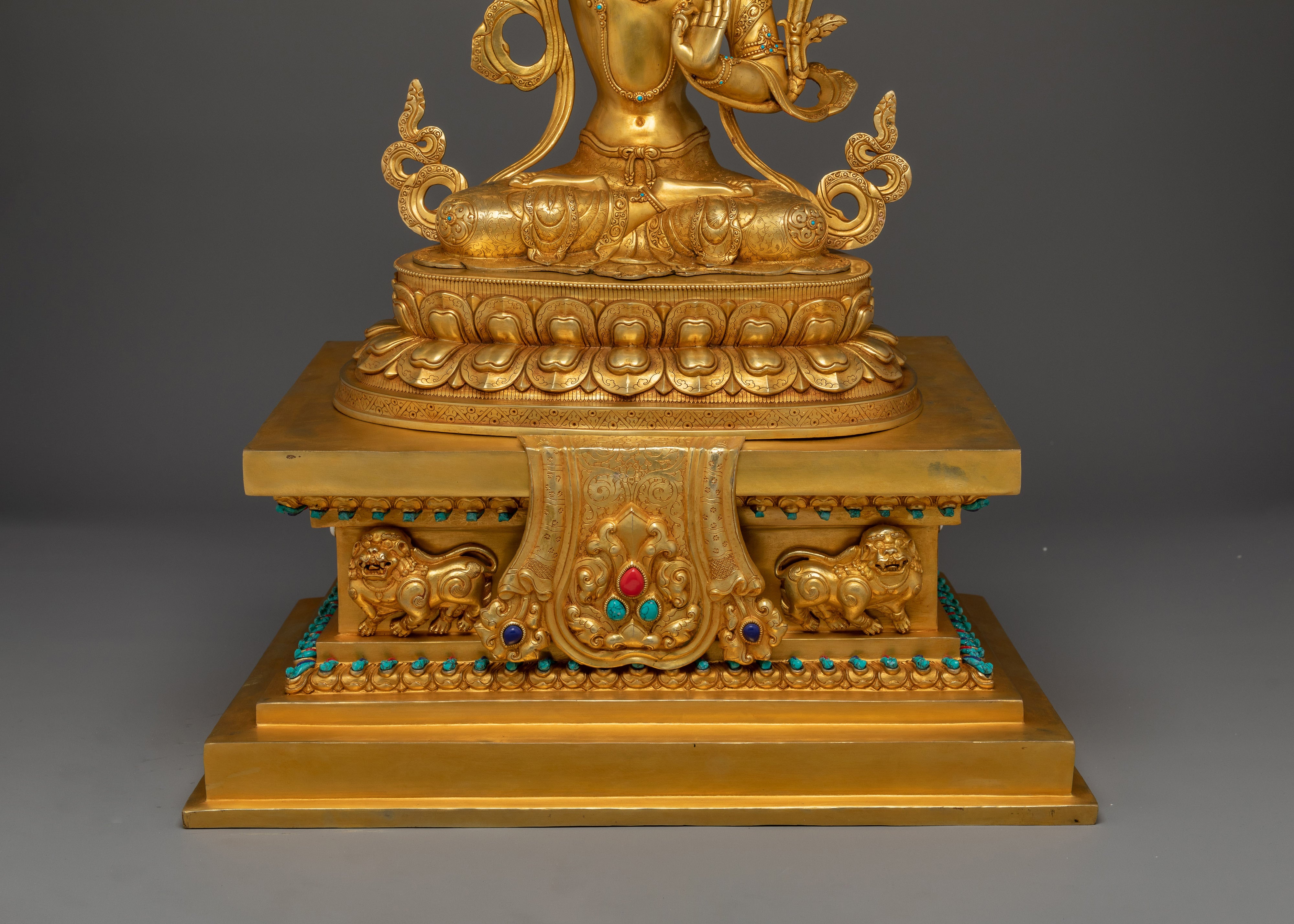 Radiant Manjushri on Throne Statue: Wisdom Bodhisattva