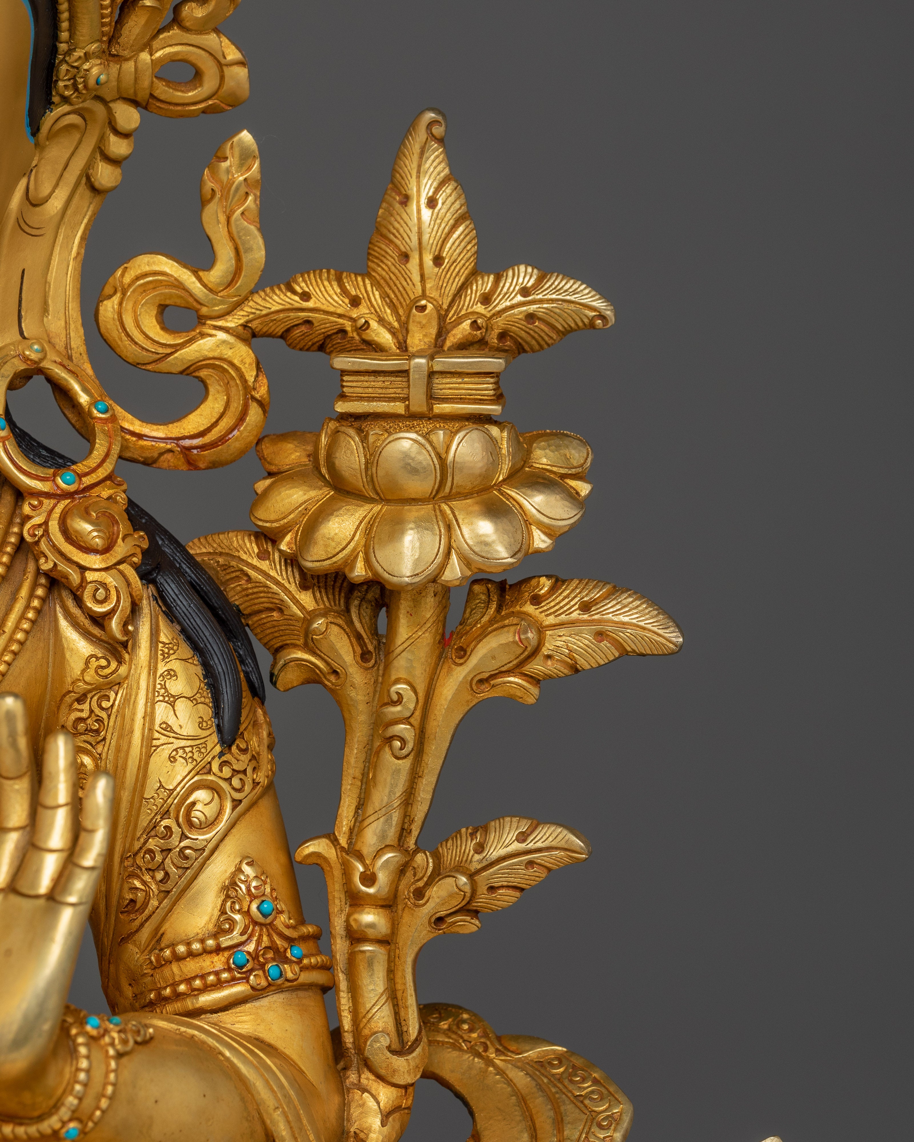 Radiant Manjushri on Throne Statue: Wisdom Bodhisattva