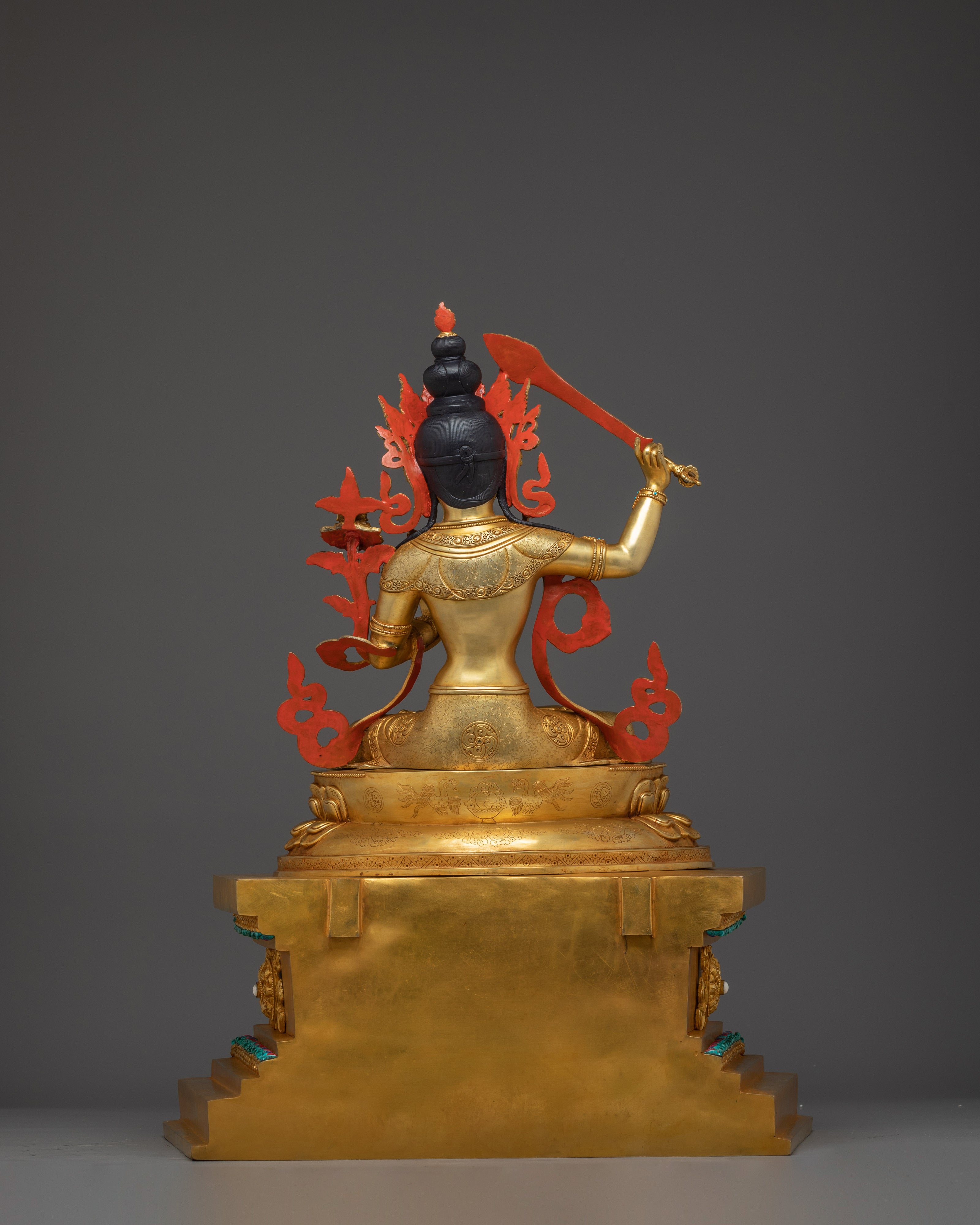 Radiant Manjushri on Throne Statue: Wisdom Bodhisattva