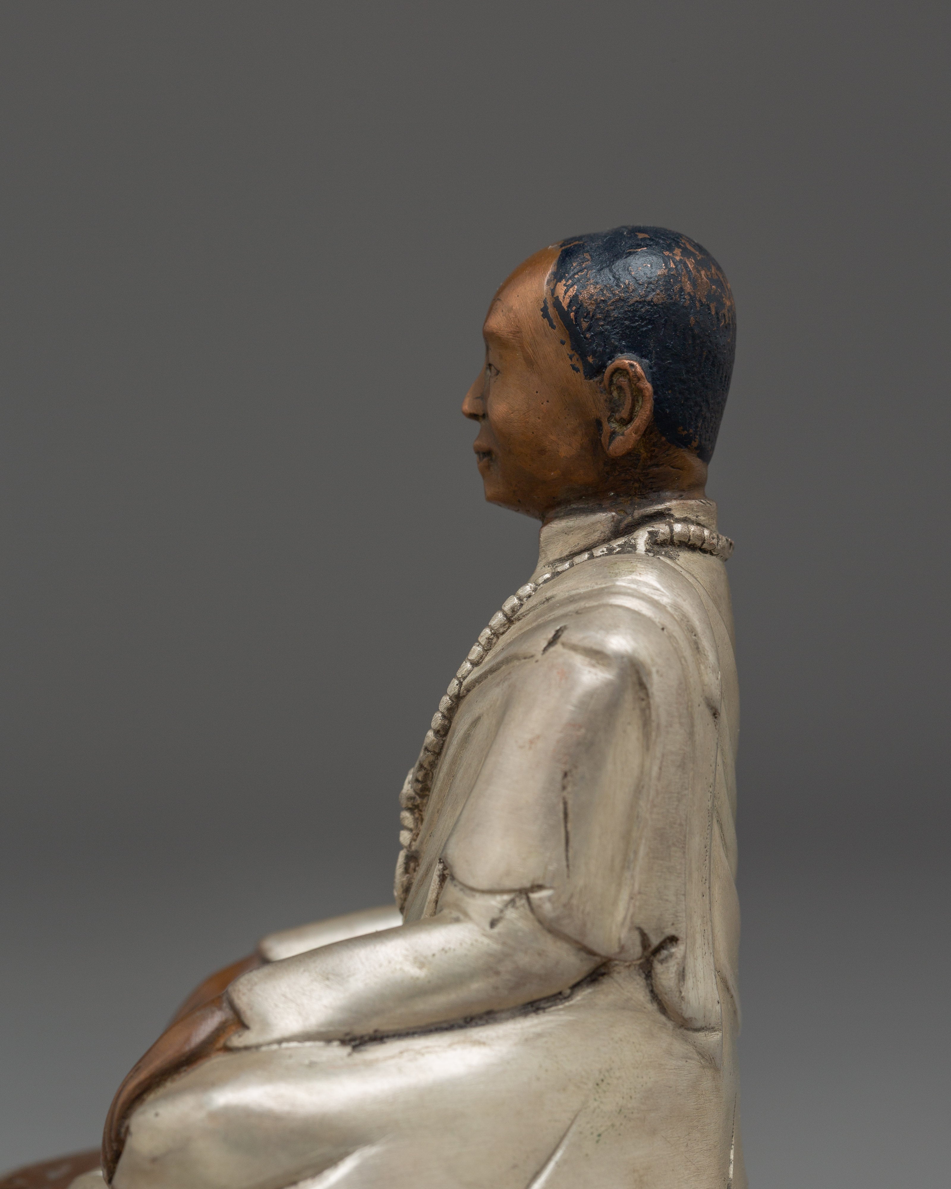 Tulku Urgyen Rinpoche | Silver Plated Oxidized Copper Statue