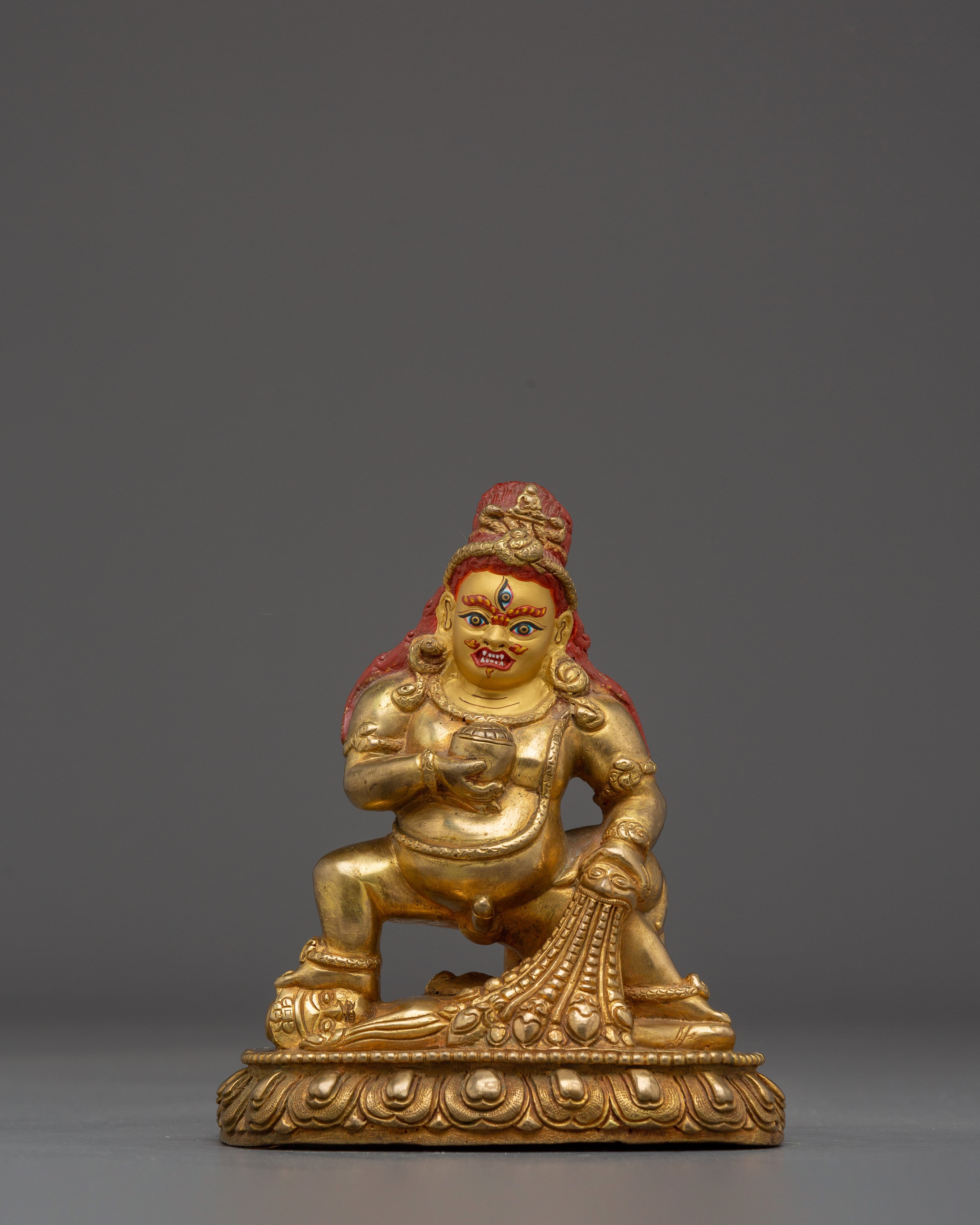 Golden Copper Black Dzambhala Statue | Guardian of Wealth