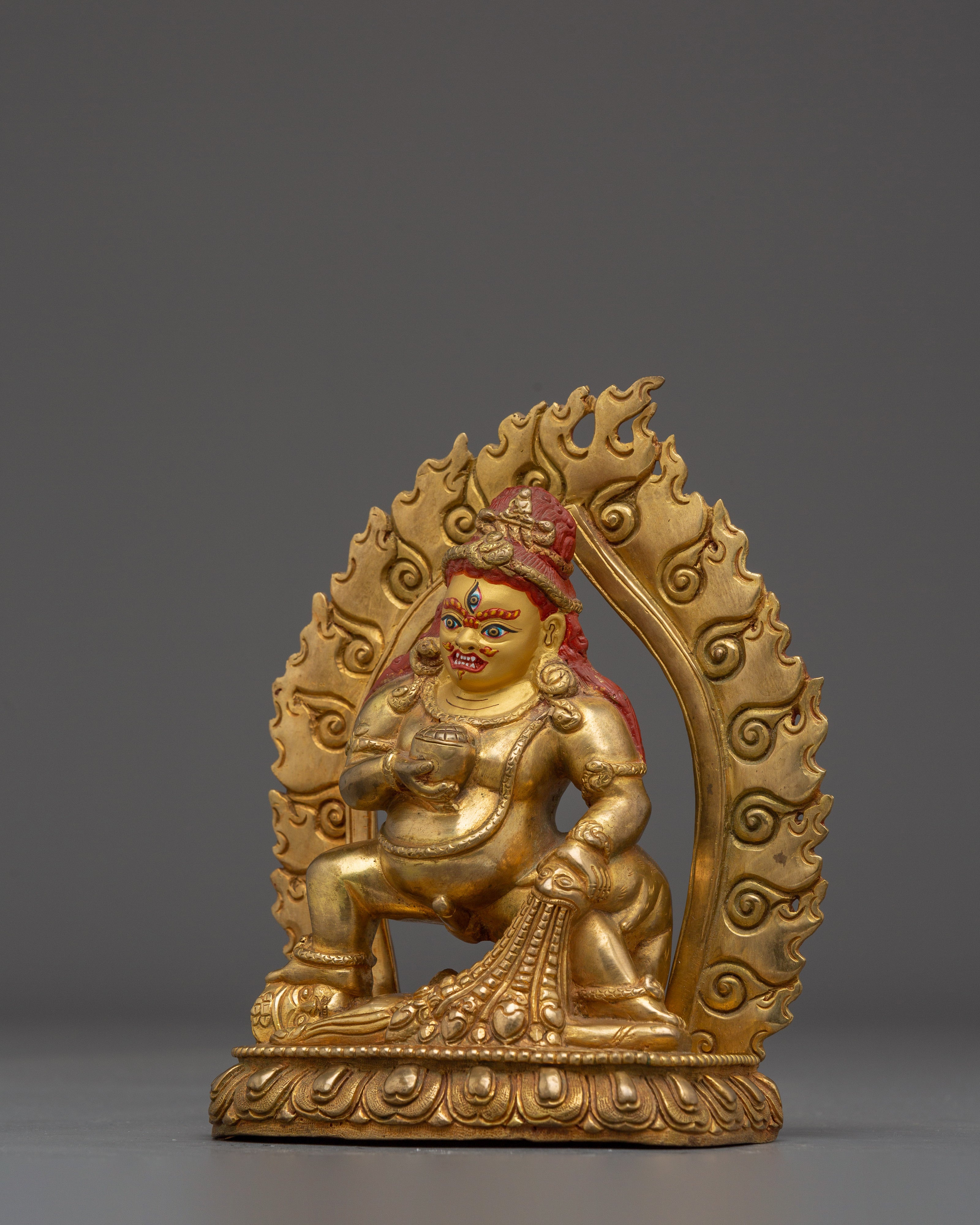 Golden Copper Black Dzambhala Statue | Guardian of Wealth