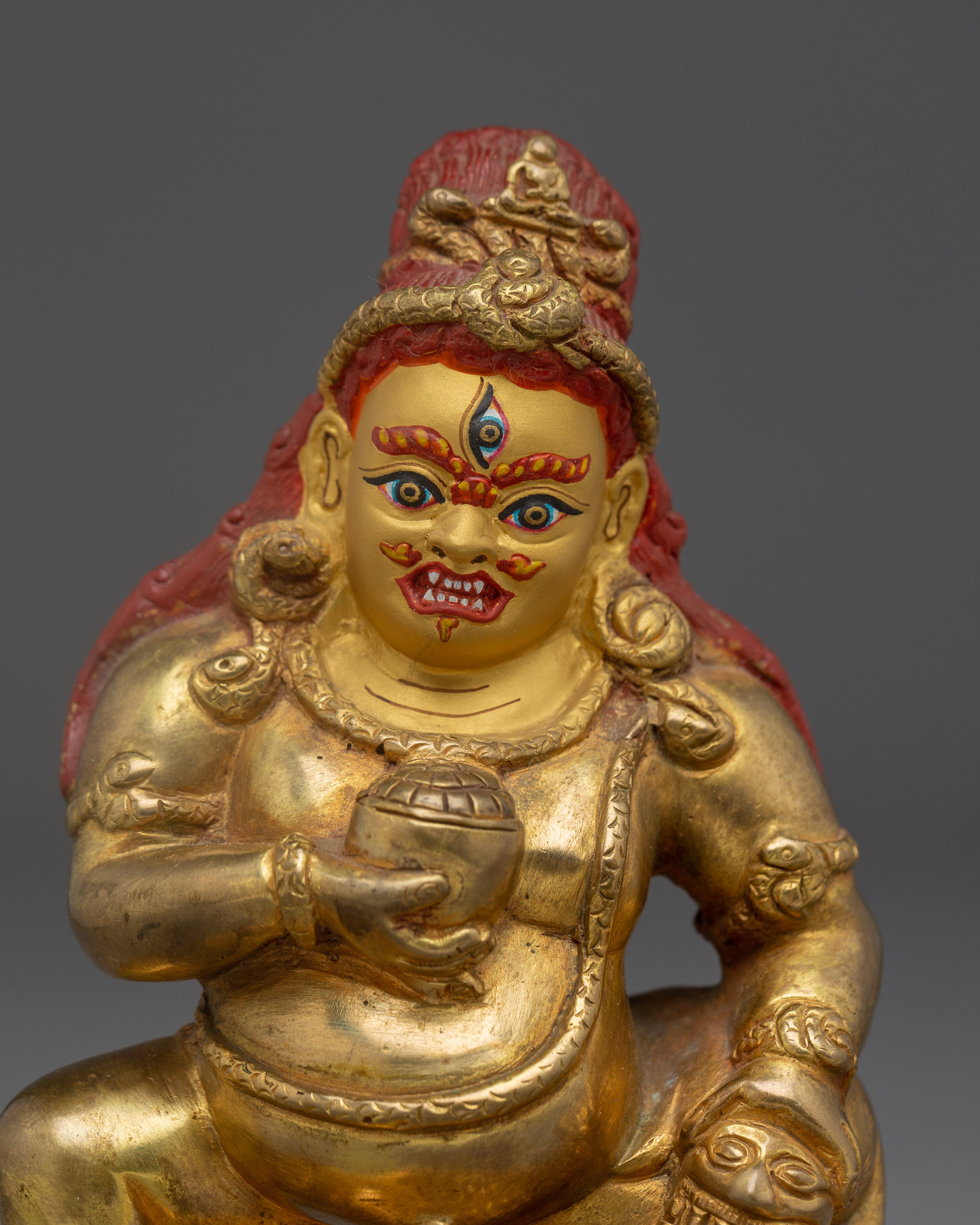 Golden Copper Black Dzambhala Statue | Guardian of Wealth