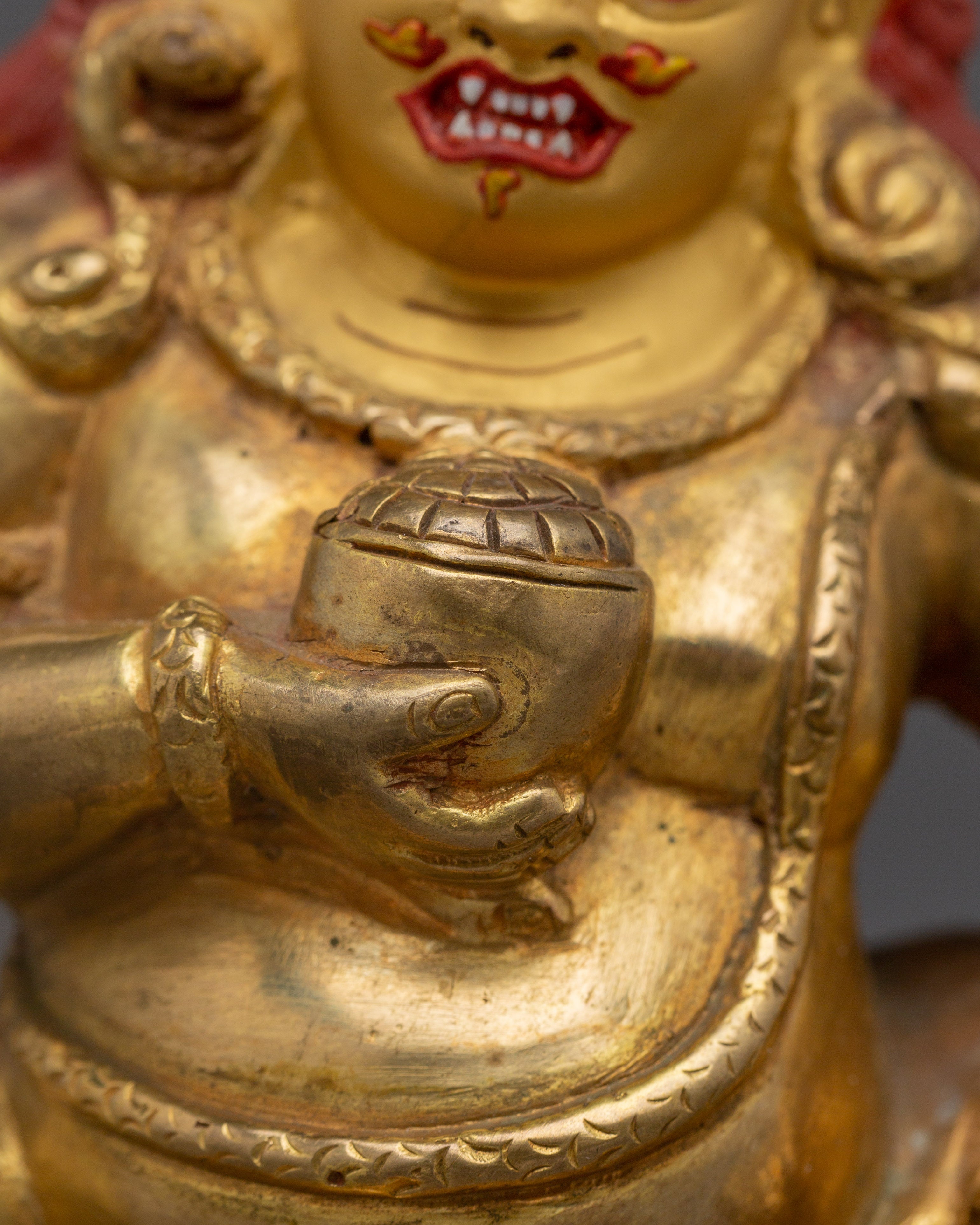 Golden Copper Black Dzambhala Statue | Guardian of Wealth