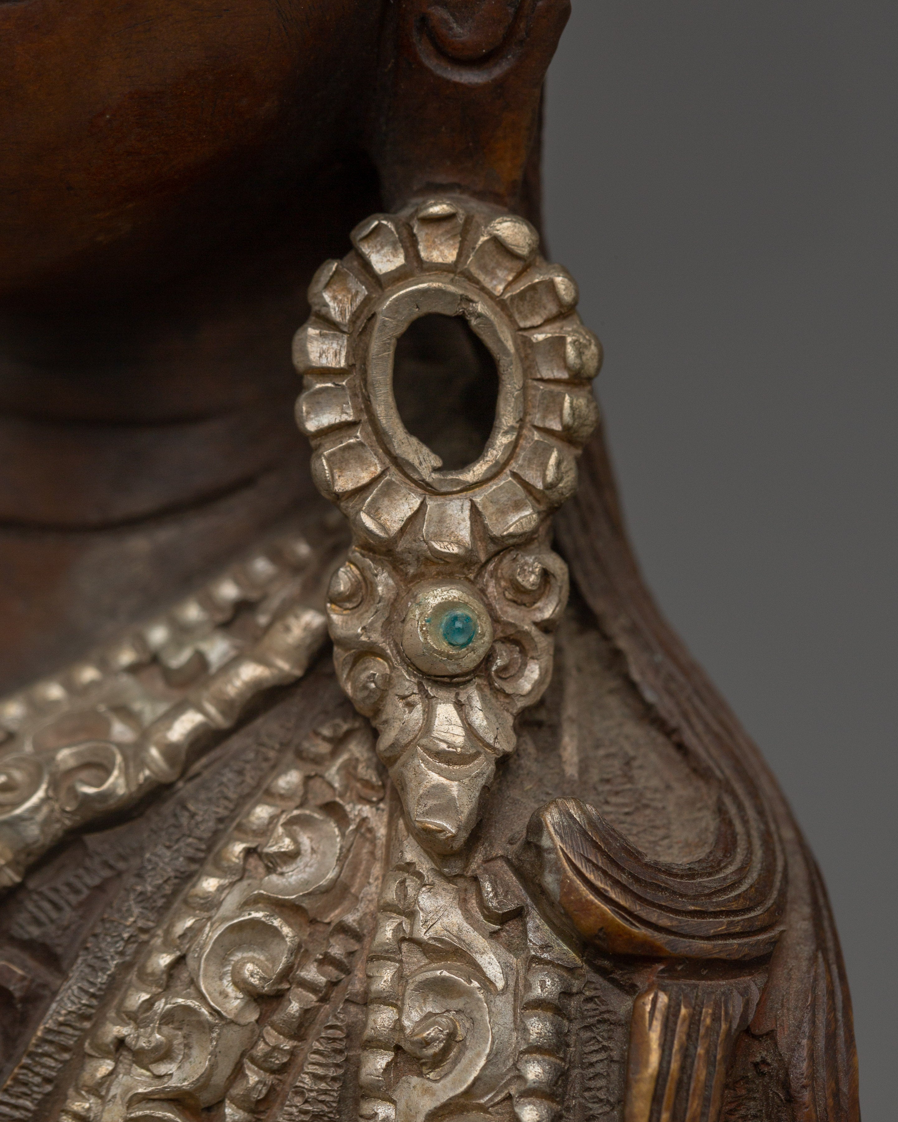 Oxidized and Silver Plated Guru Rinpoche Statue | Lotus Born, Wisdom Given