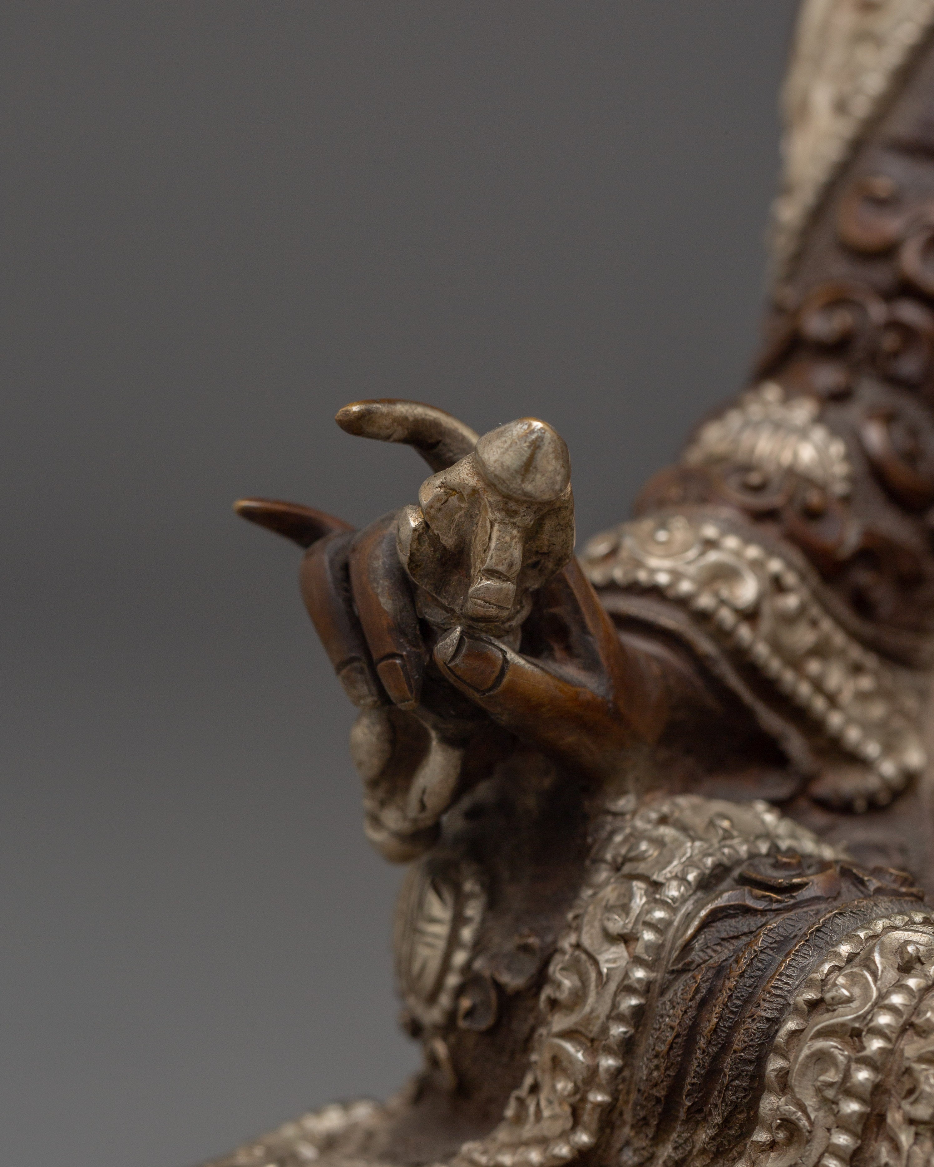 Oxidized and Silver Plated Guru Rinpoche Statue | Lotus Born, Wisdom Given