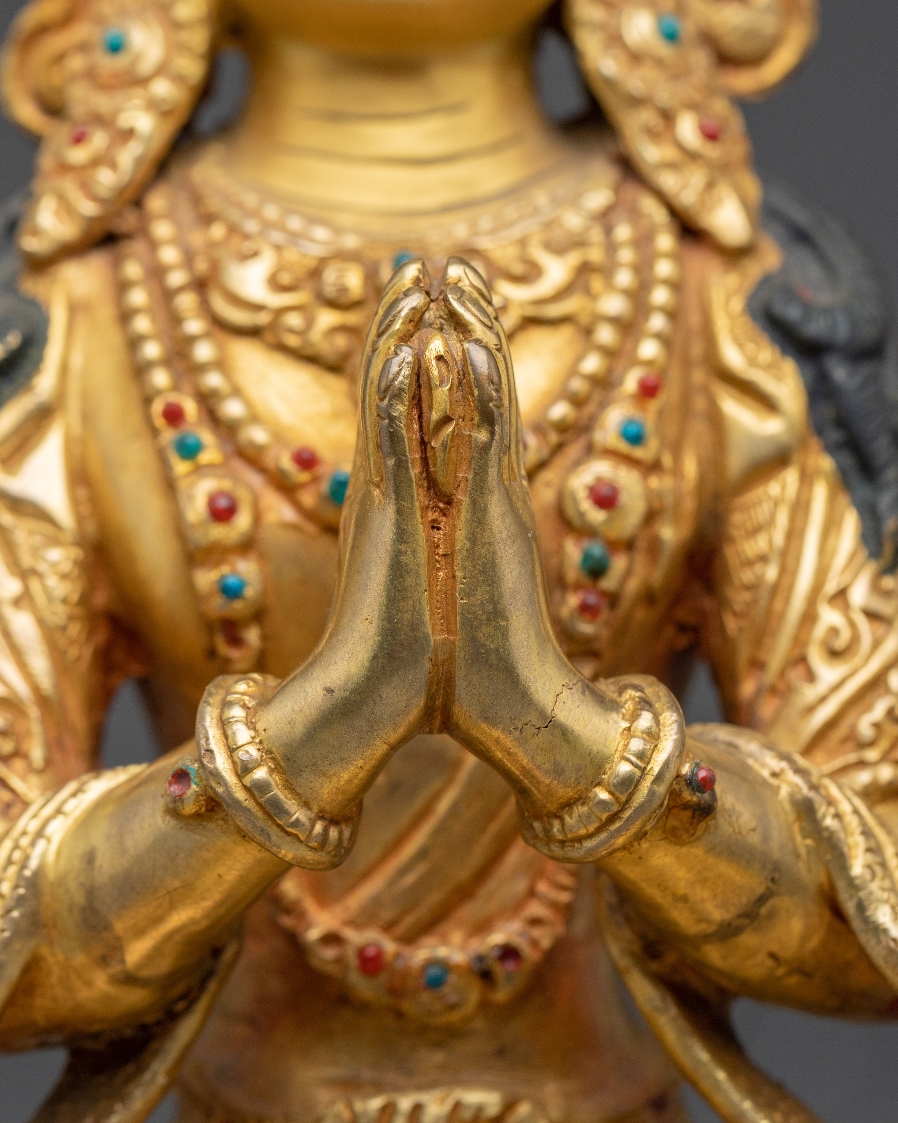 Copper Chenrezig Statue: Lord of Compassion