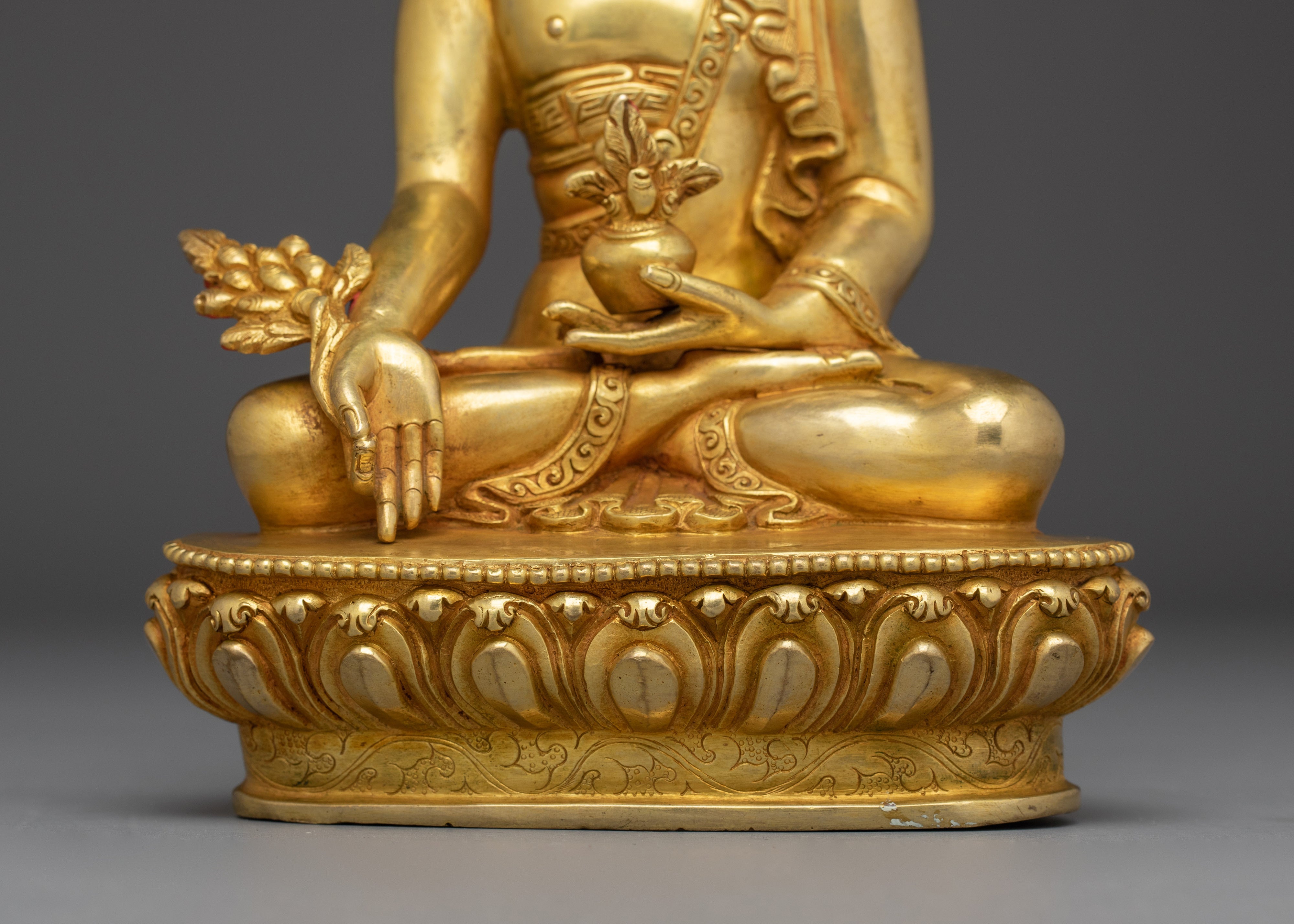 Medicine Buddha, Healing Icon | Nepali Handcrafted Gold Gilded Statue