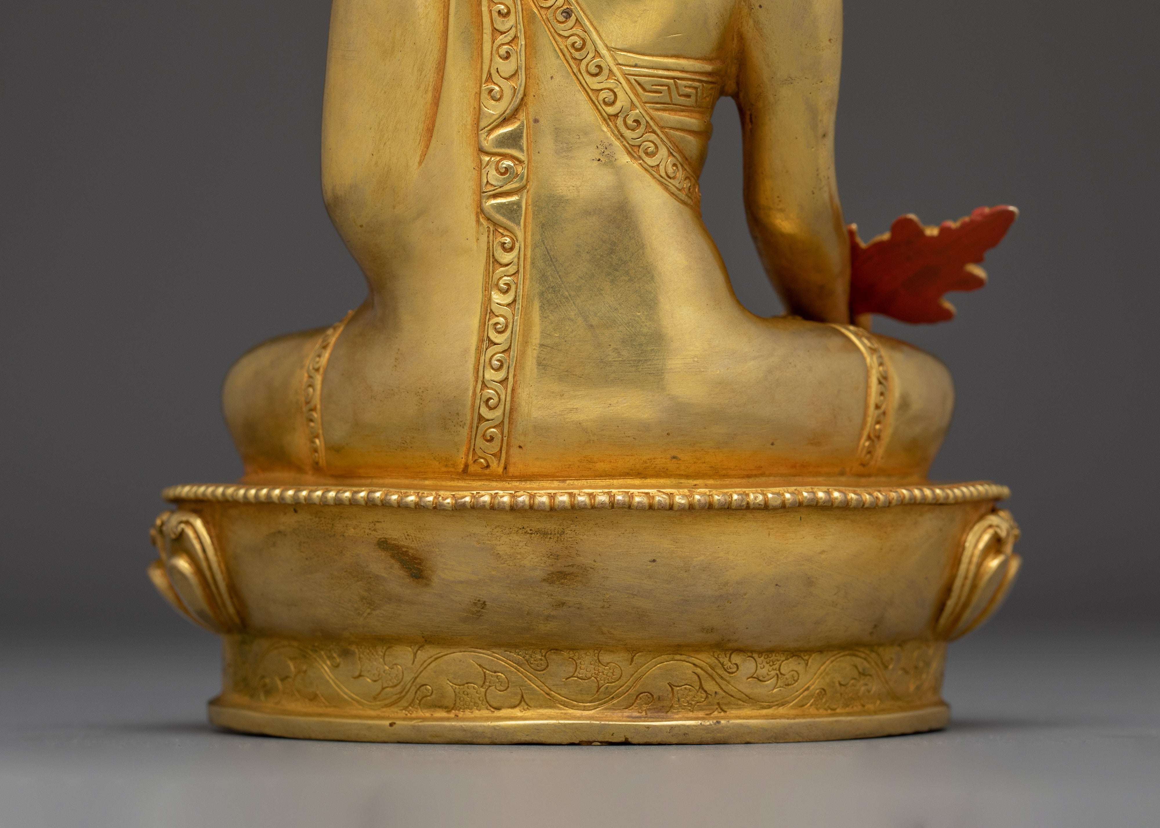 Medicine Buddha, Healing Icon | Nepali Handcrafted Gold Gilded Statue