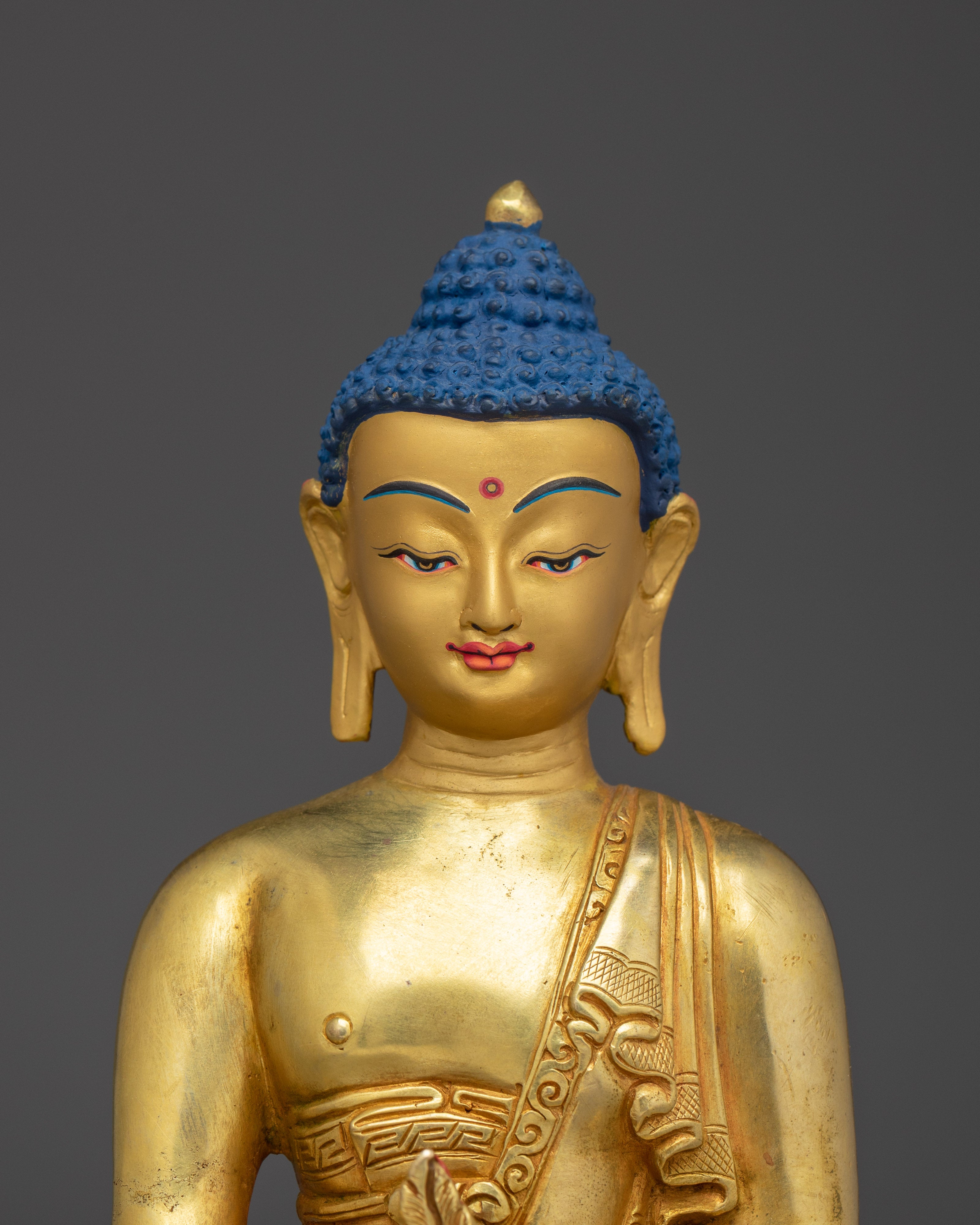 Medicine Buddha, Healing Icon | Nepali Handcrafted Gold Gilded Statue