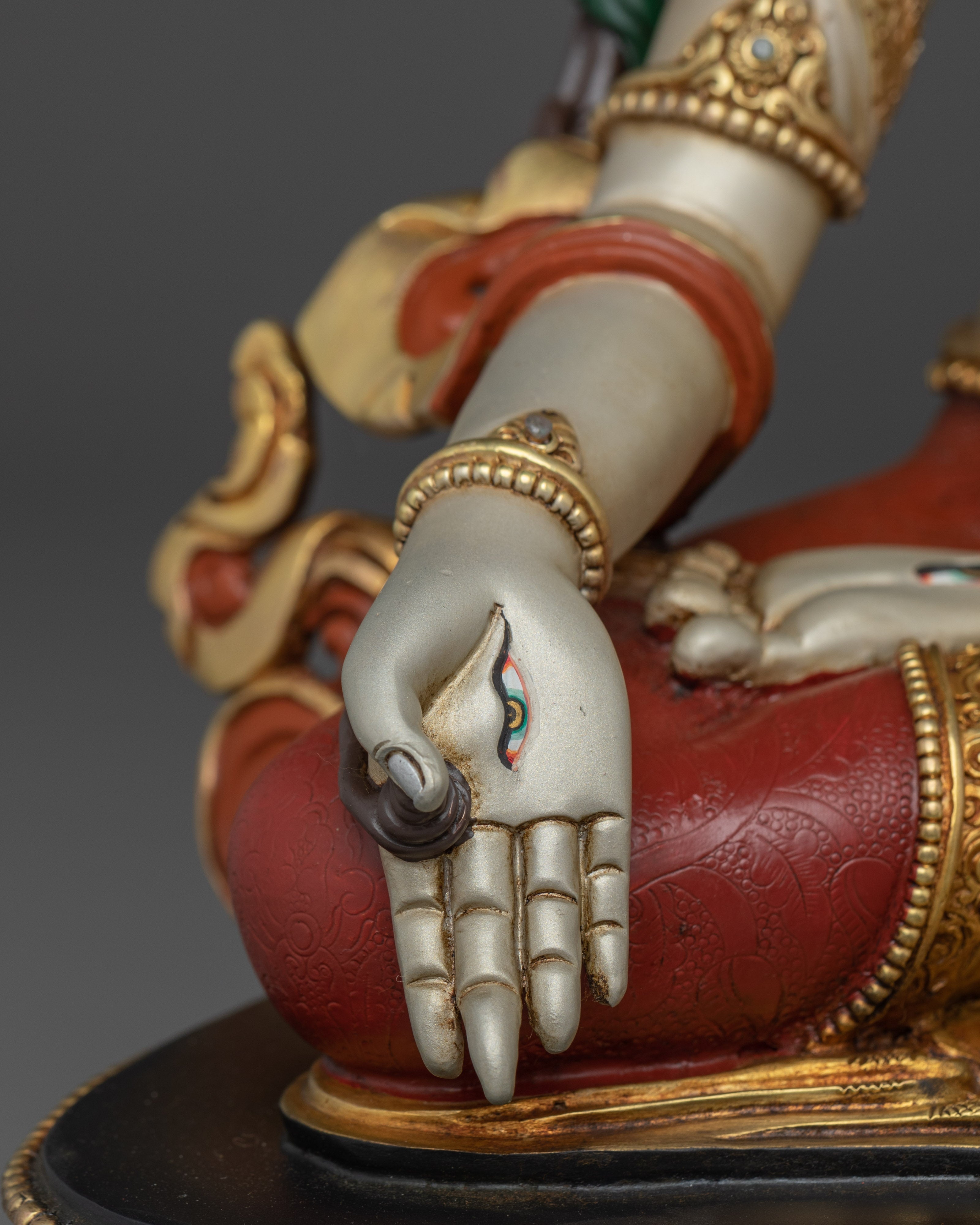 White Tara Copper Statue: Seven-eyed Goddess