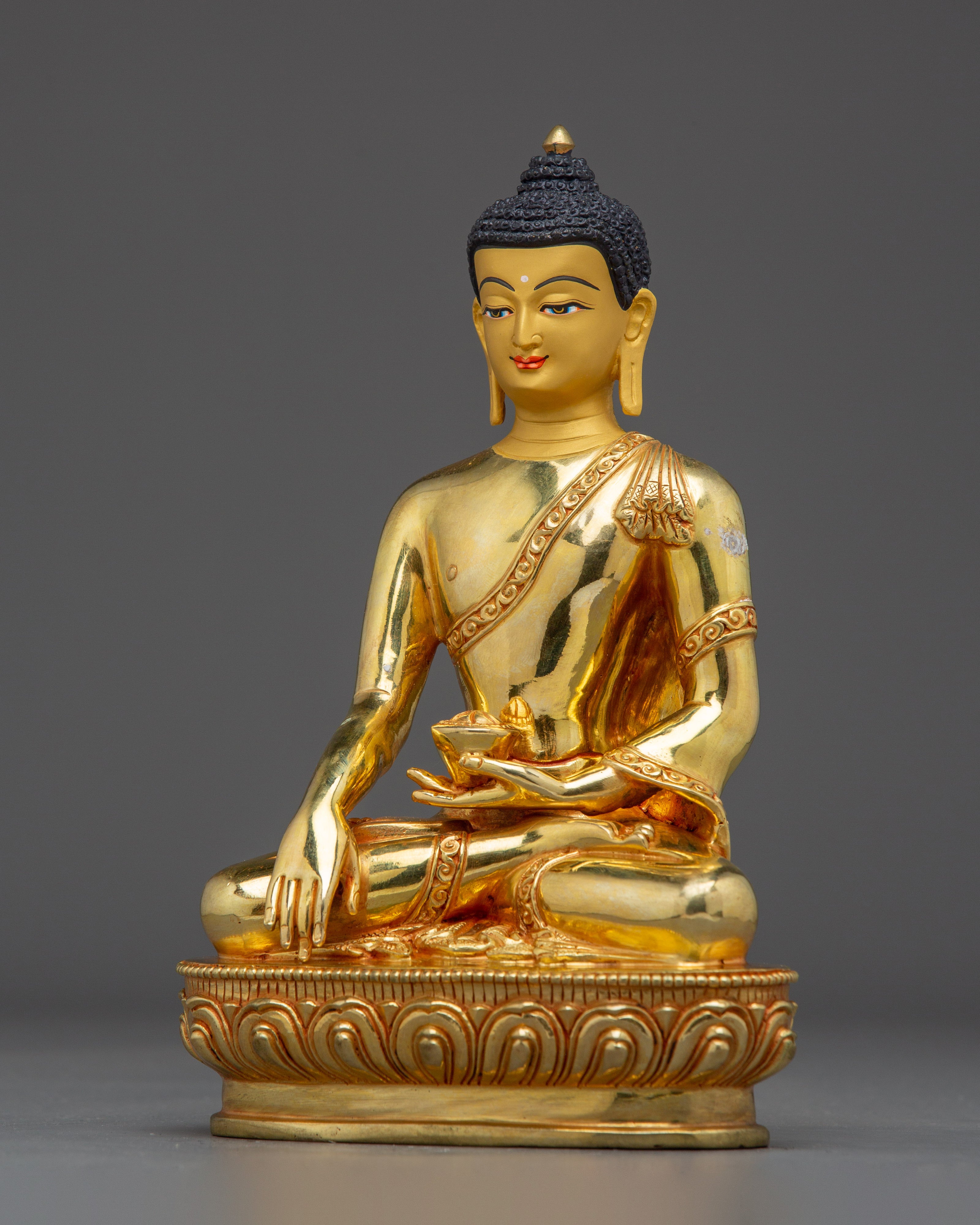Shakyamuni Buddha Art: Handmade Golden Copper Statue
