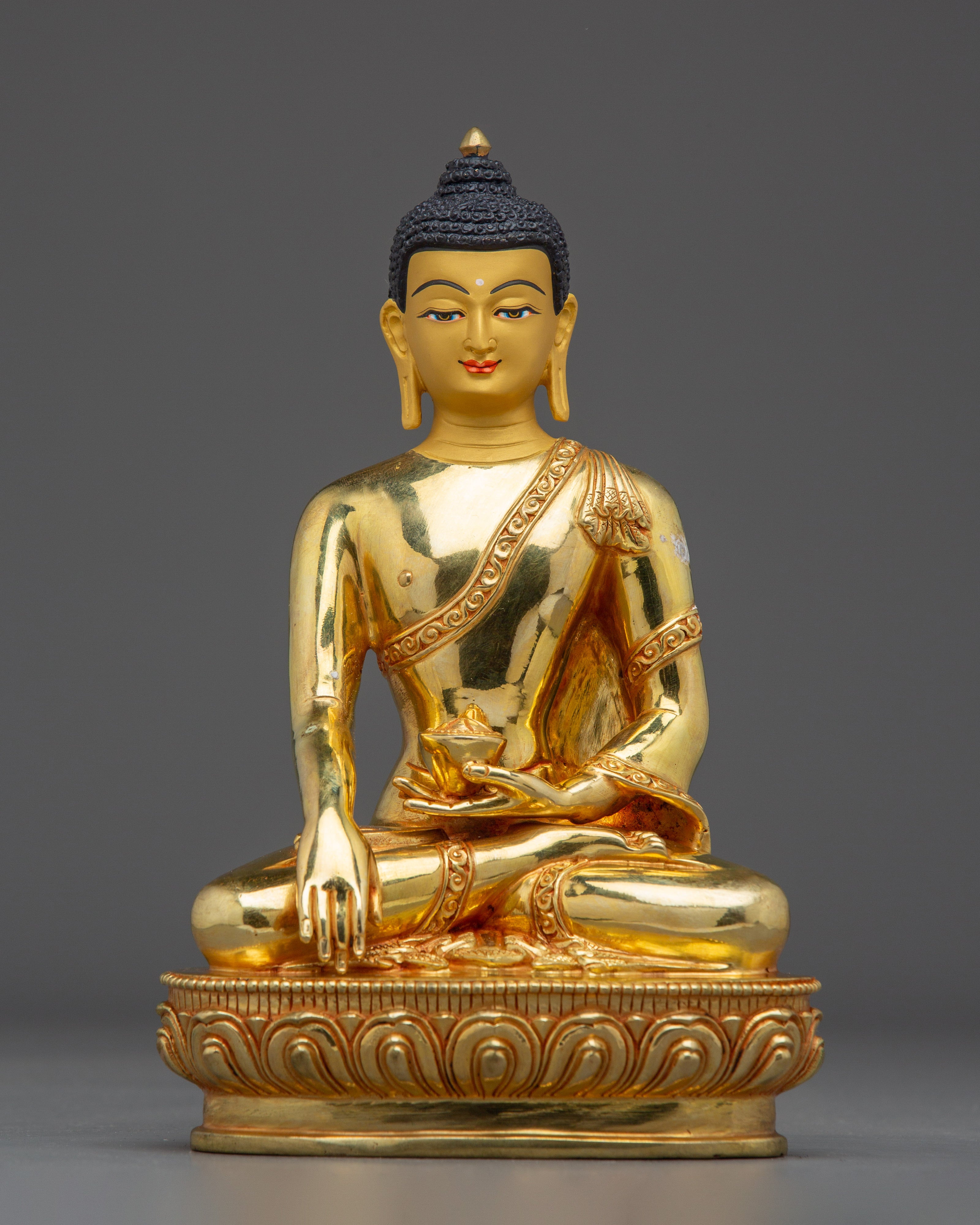 Shakyamuni Buddha Art: Handmade Golden Copper Statue