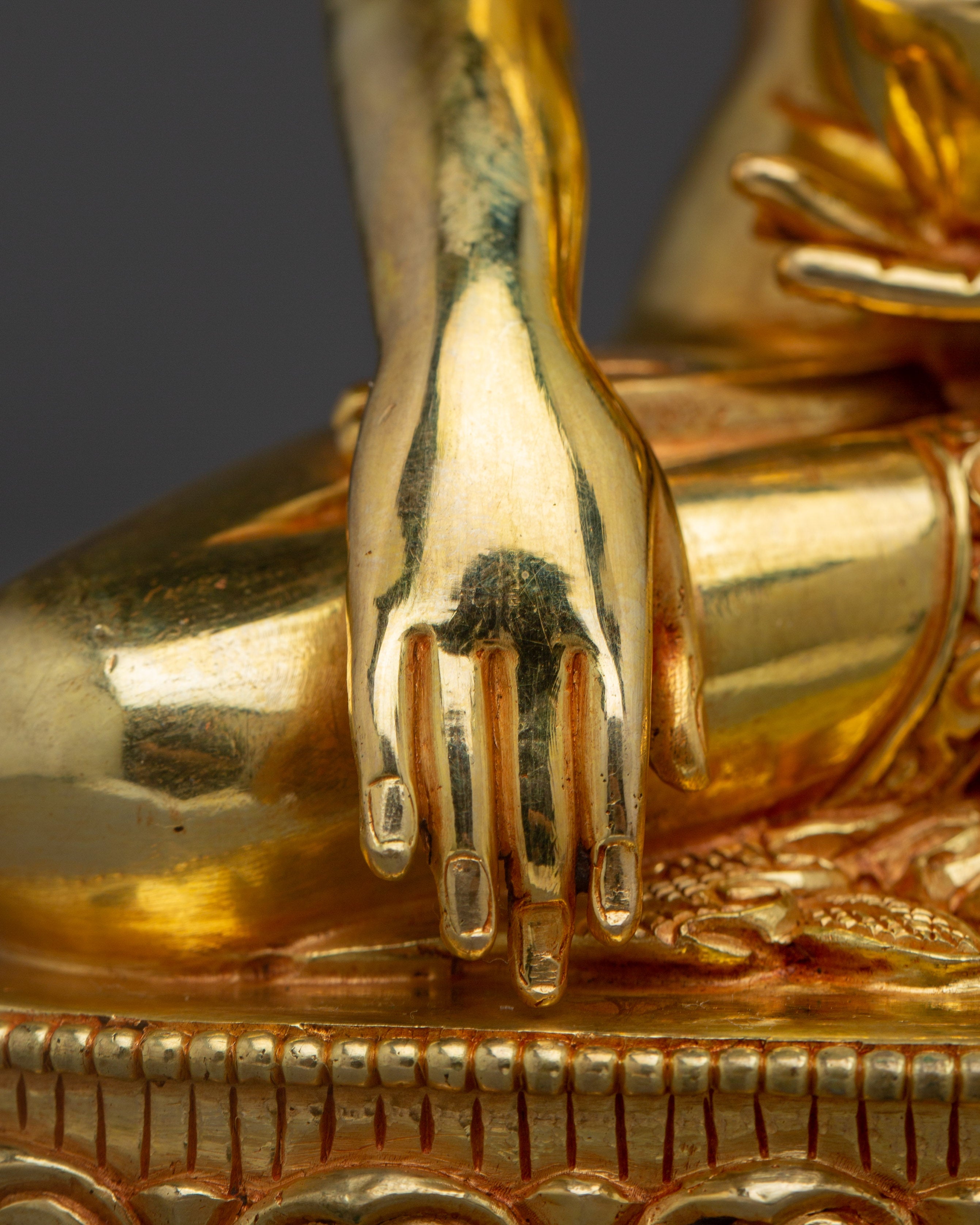 Shakyamuni Buddha Art: Handmade Golden Copper Statue