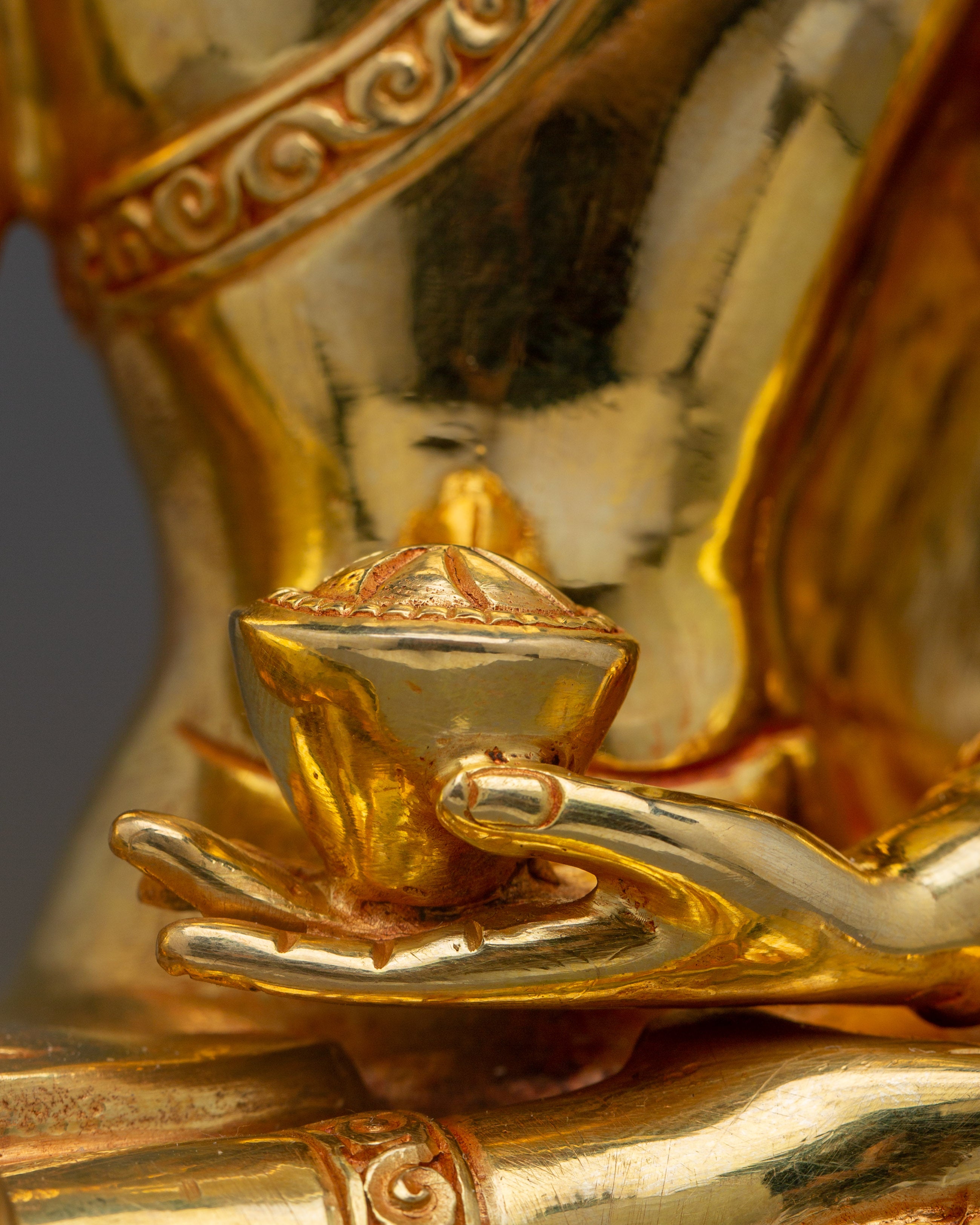Shakyamuni Buddha Art: Handmade Golden Copper Statue
