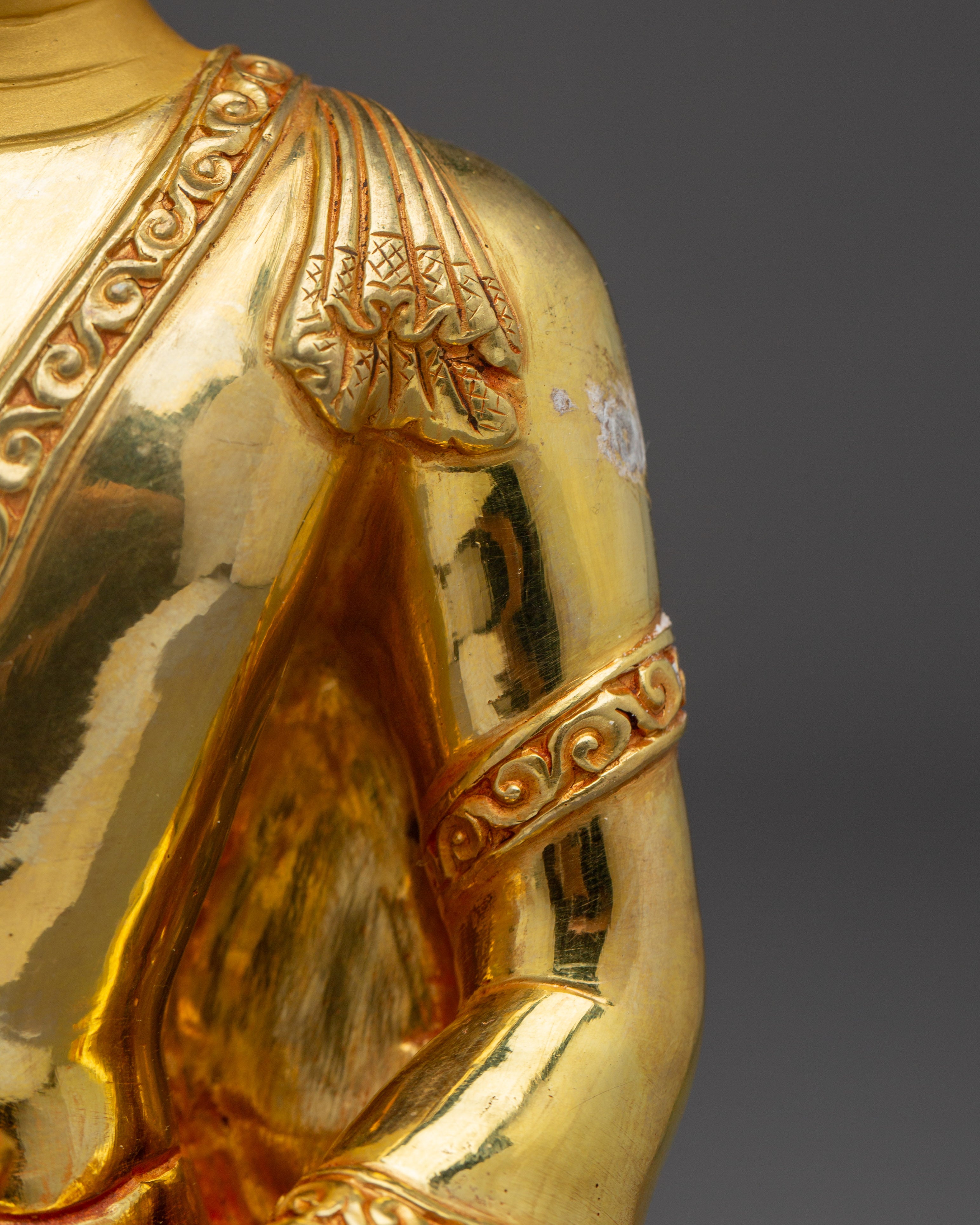 Shakyamuni Buddha Art: Handmade Golden Copper Statue