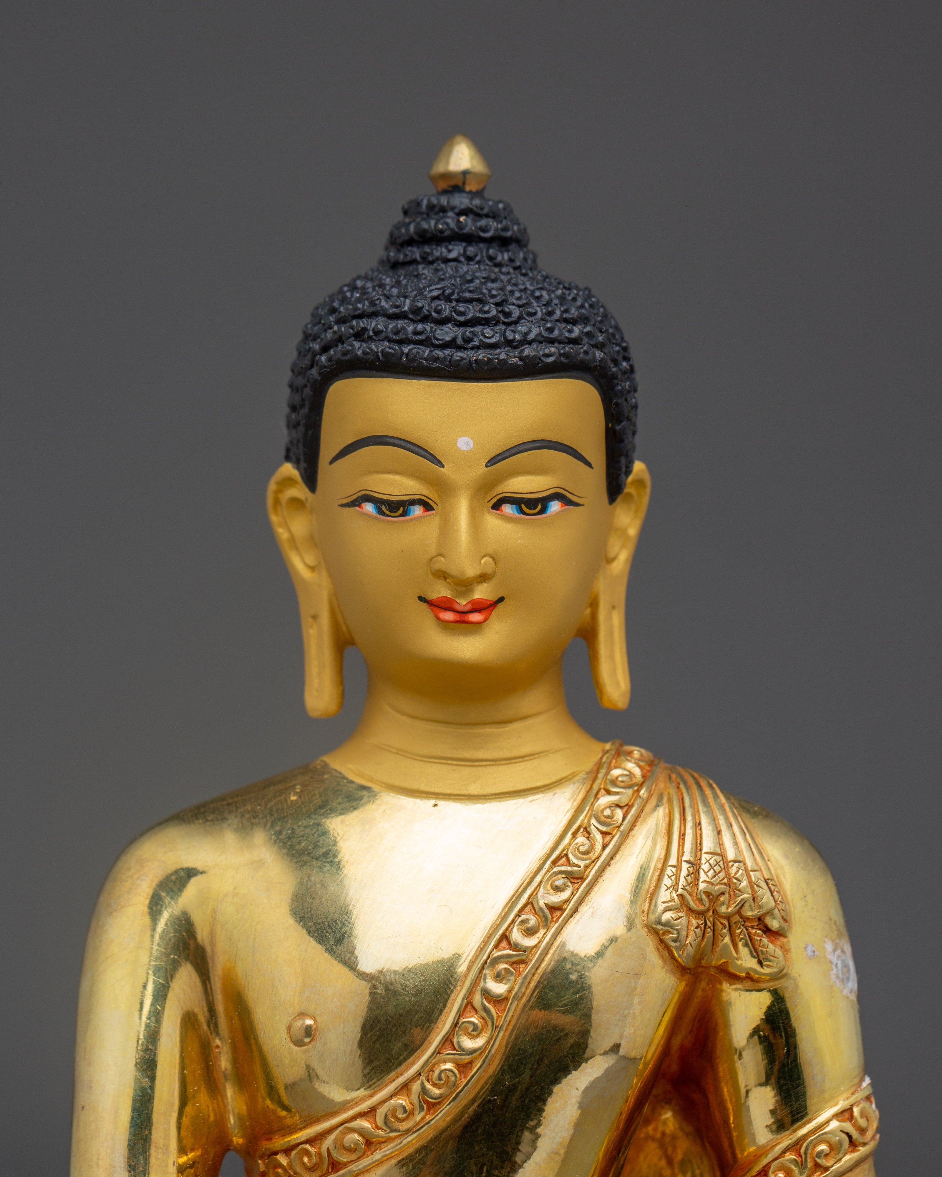 Shakyamuni Buddha Art: Handmade Golden Copper Statue