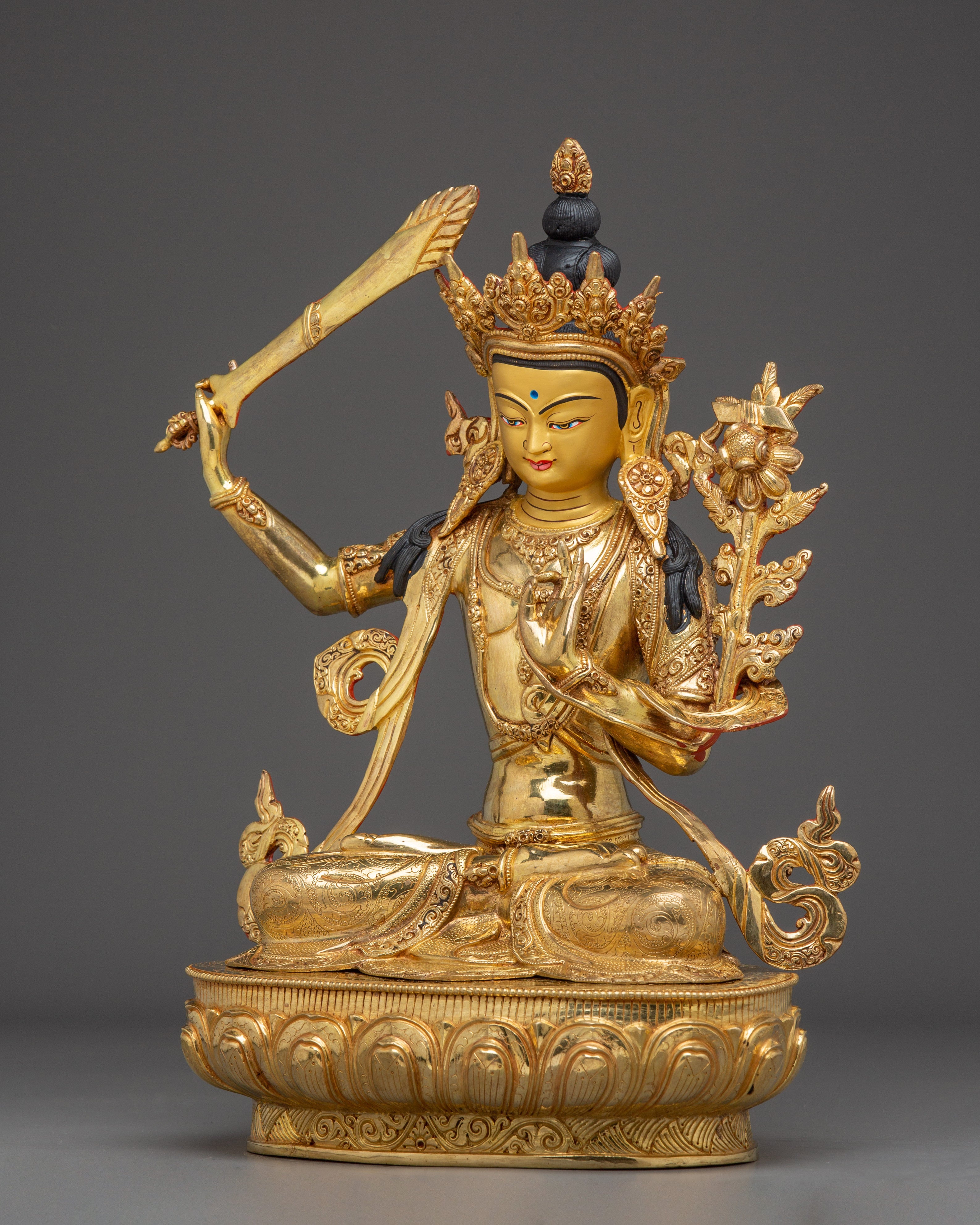 Manjushri Art, Guardian of Knowledge | Handcrafted Nepali Figure