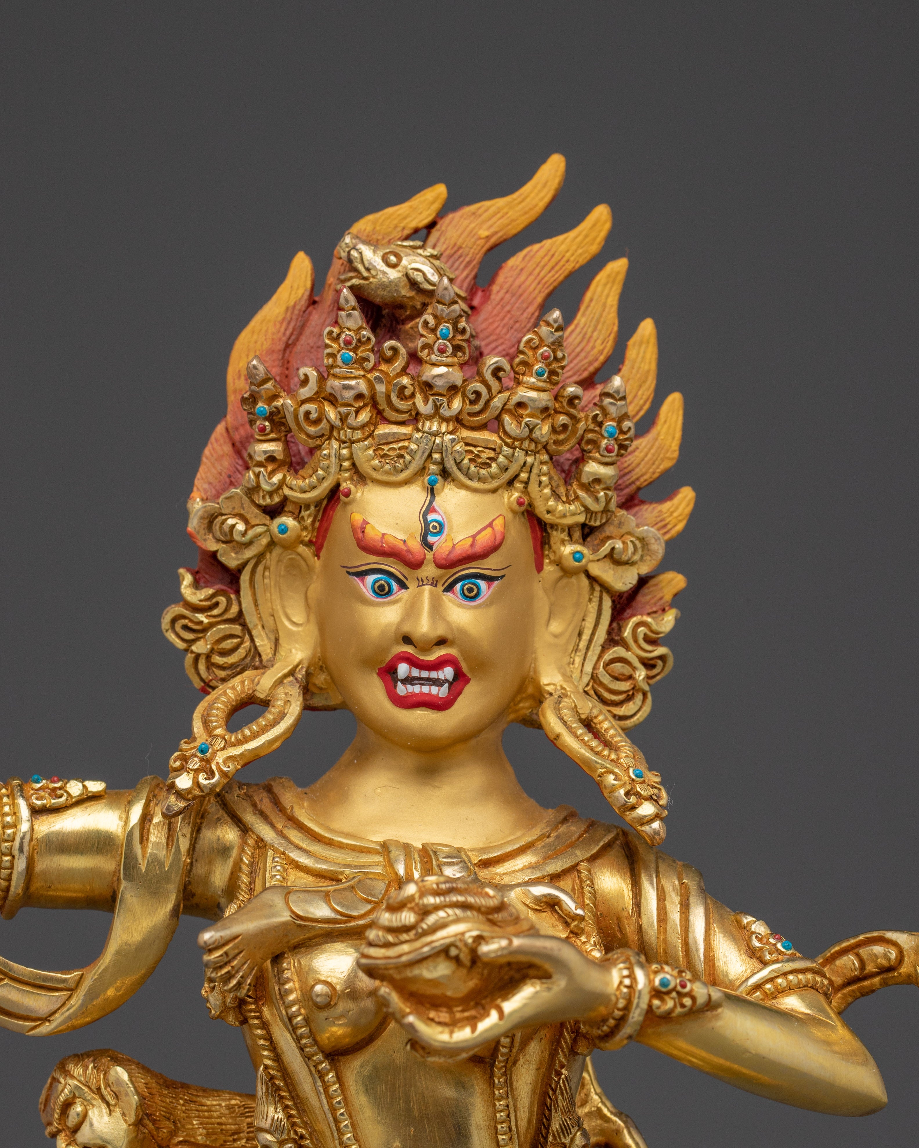 24K Gold Gilded Troma Nagmo Statue | Copper Art for Spiritual Empowerment