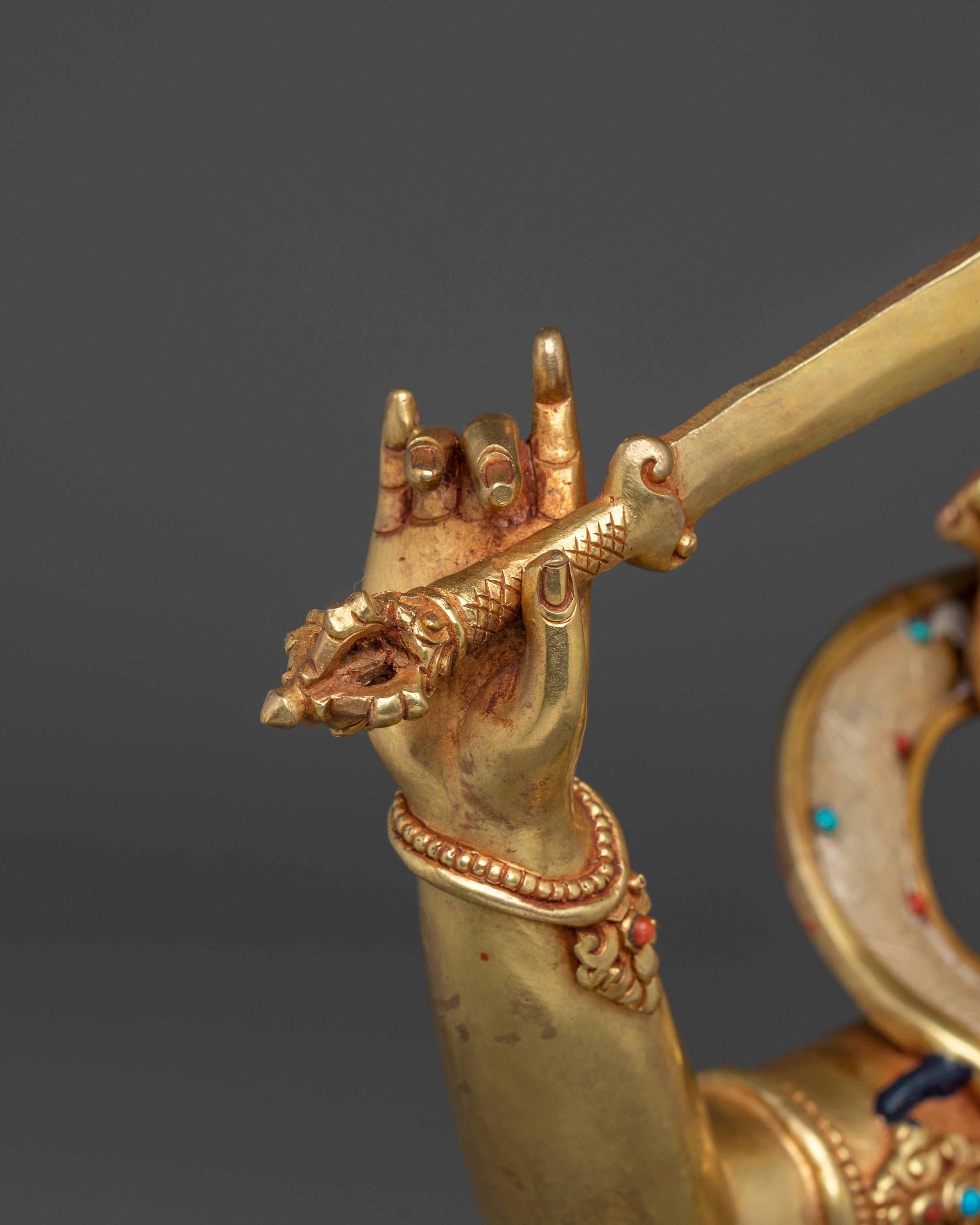 24K Gold Gilded Bodhisattva Set | Copper, and Gemstones