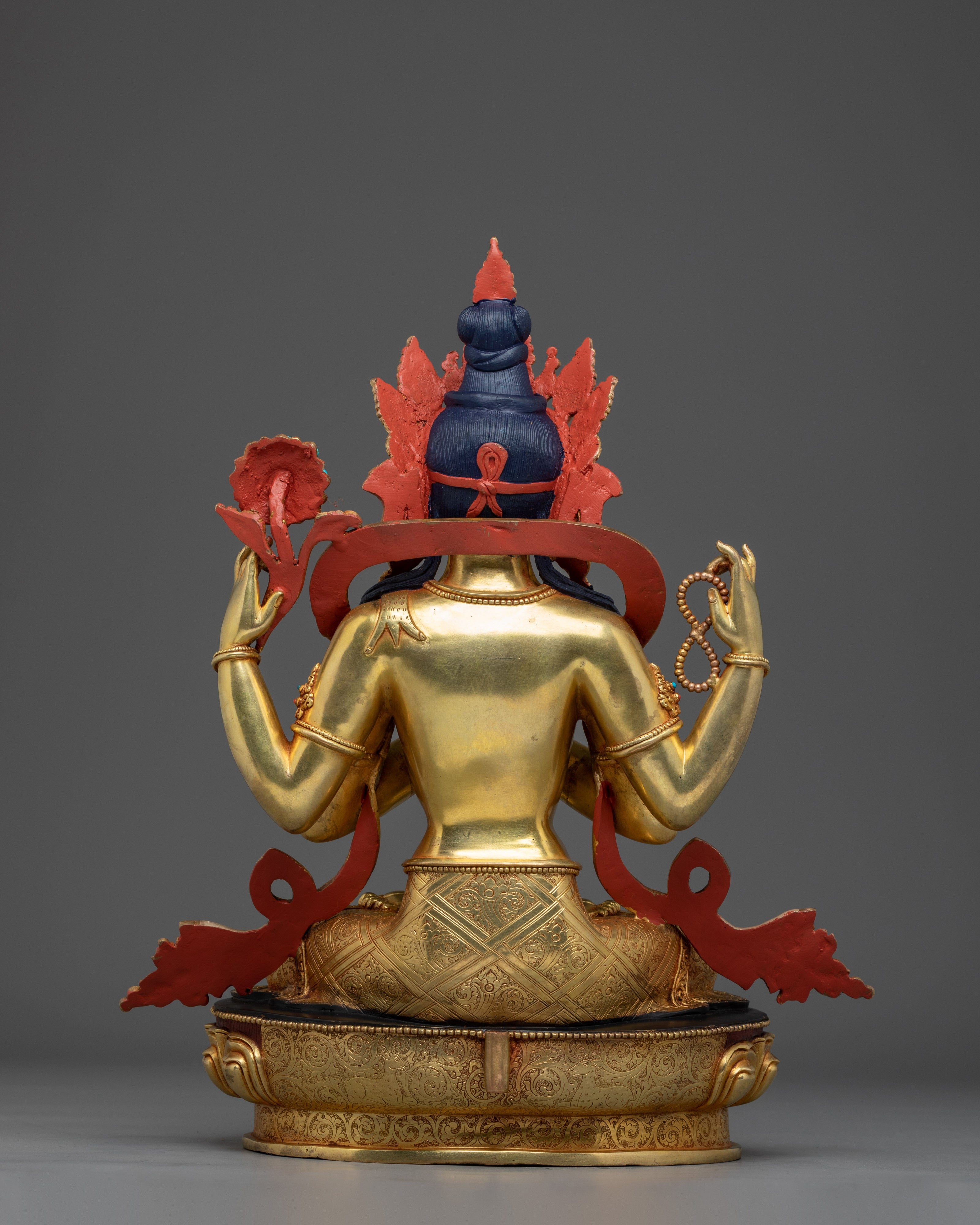 Handmade Golden Chenrezig Statue: Divine Buddhist Bodhisattva