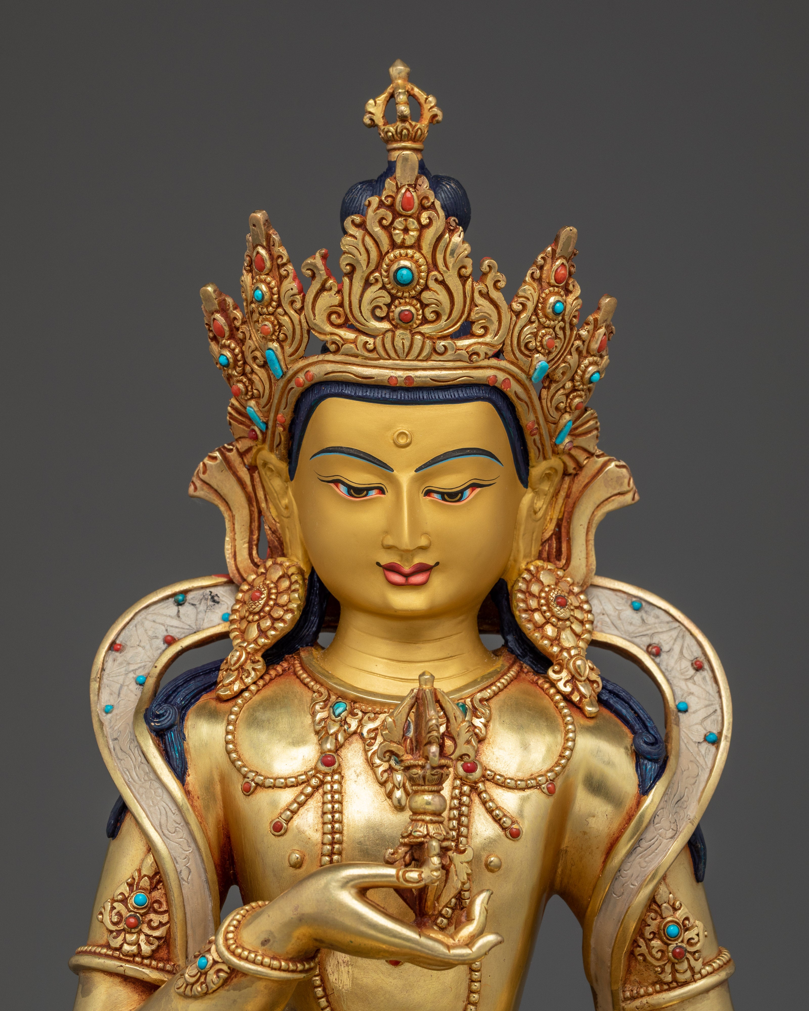 Vajrasattva Golden Art, Deity of Pure Light | Gold Gilded Tibetan Statue