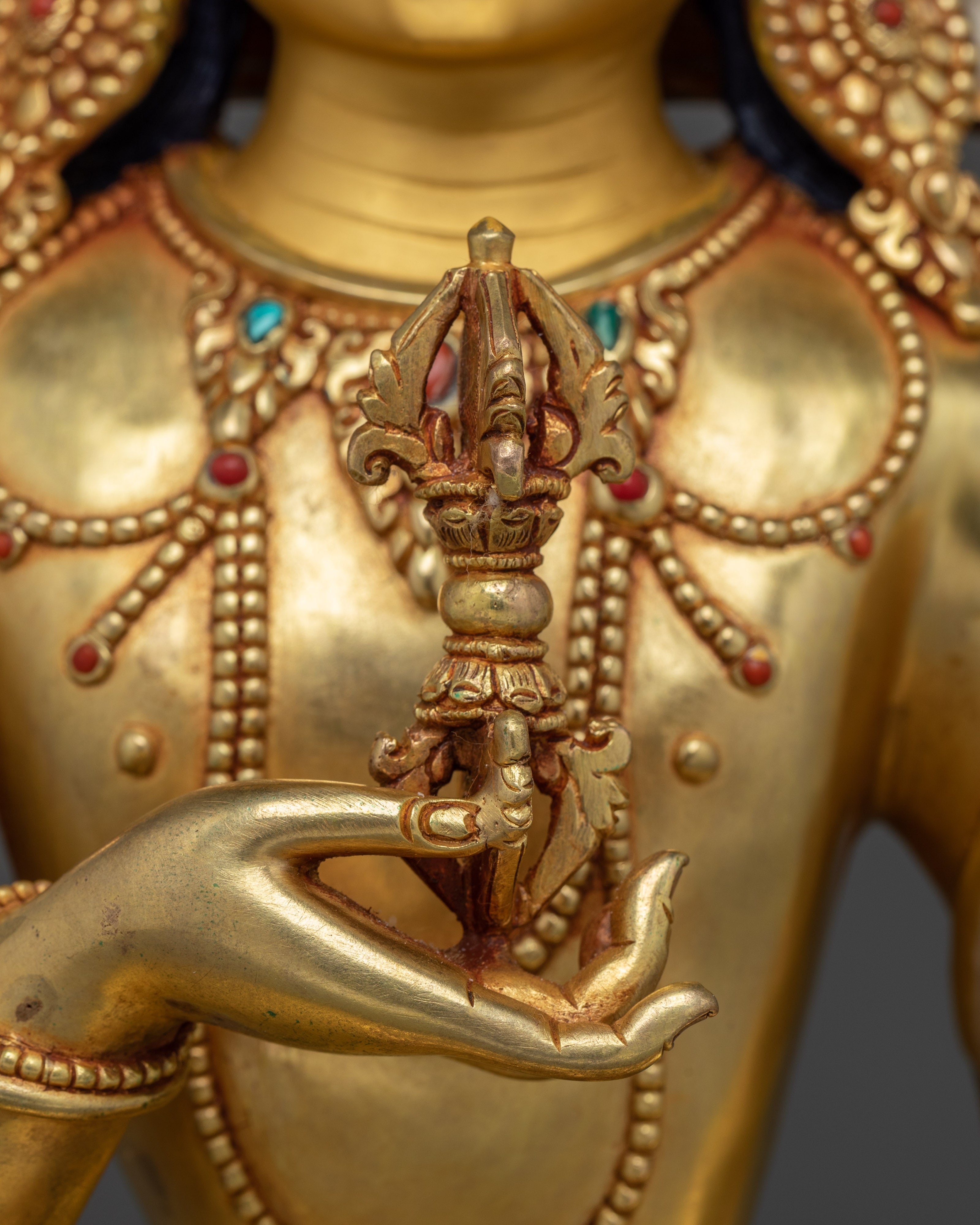 Vajrasattva Golden Art, Deity of Pure Light | Gold Gilded Tibetan Statue