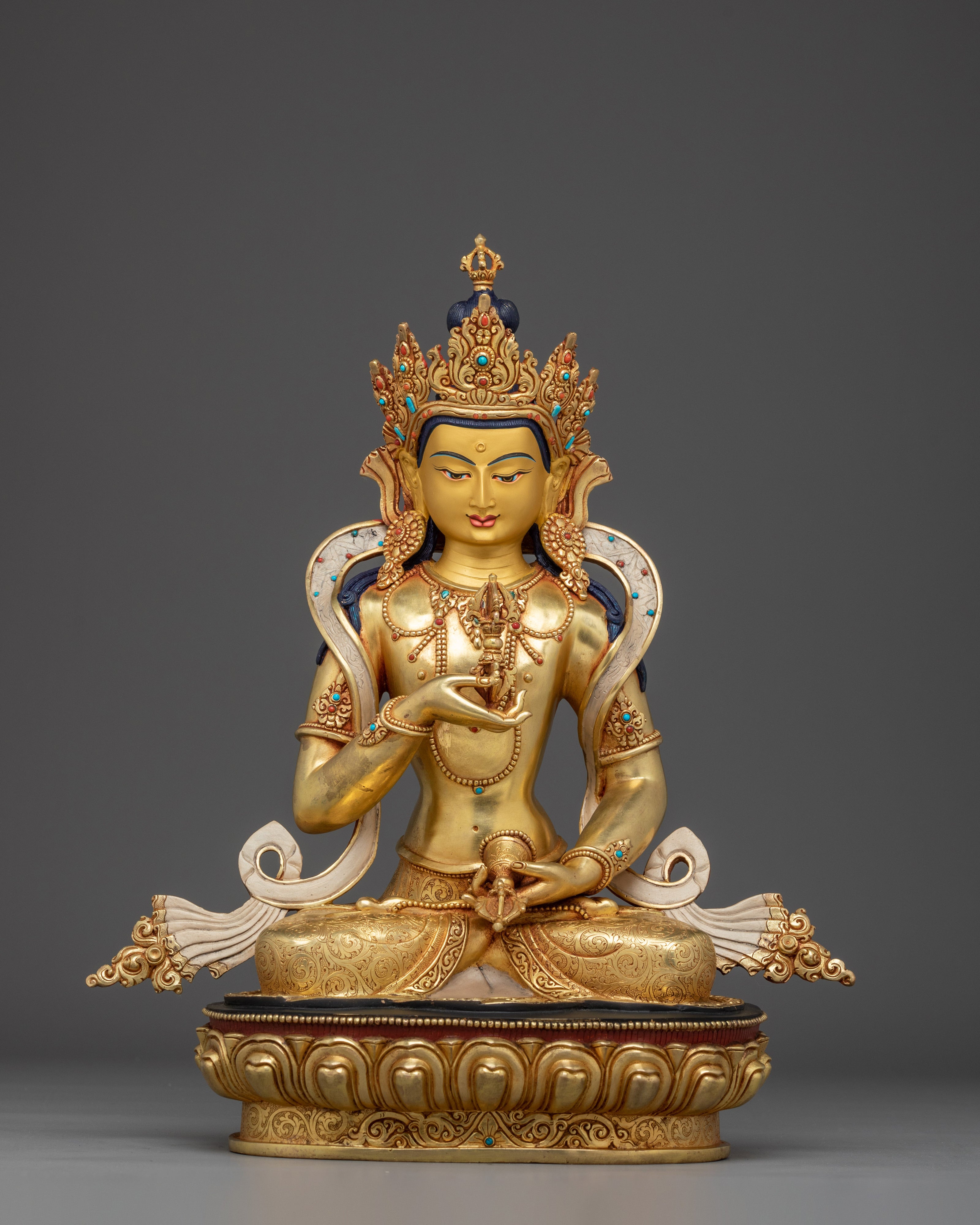 Vajrasattva Golden Art, Deity of Pure Light | Gold Gilded Tibetan Statue