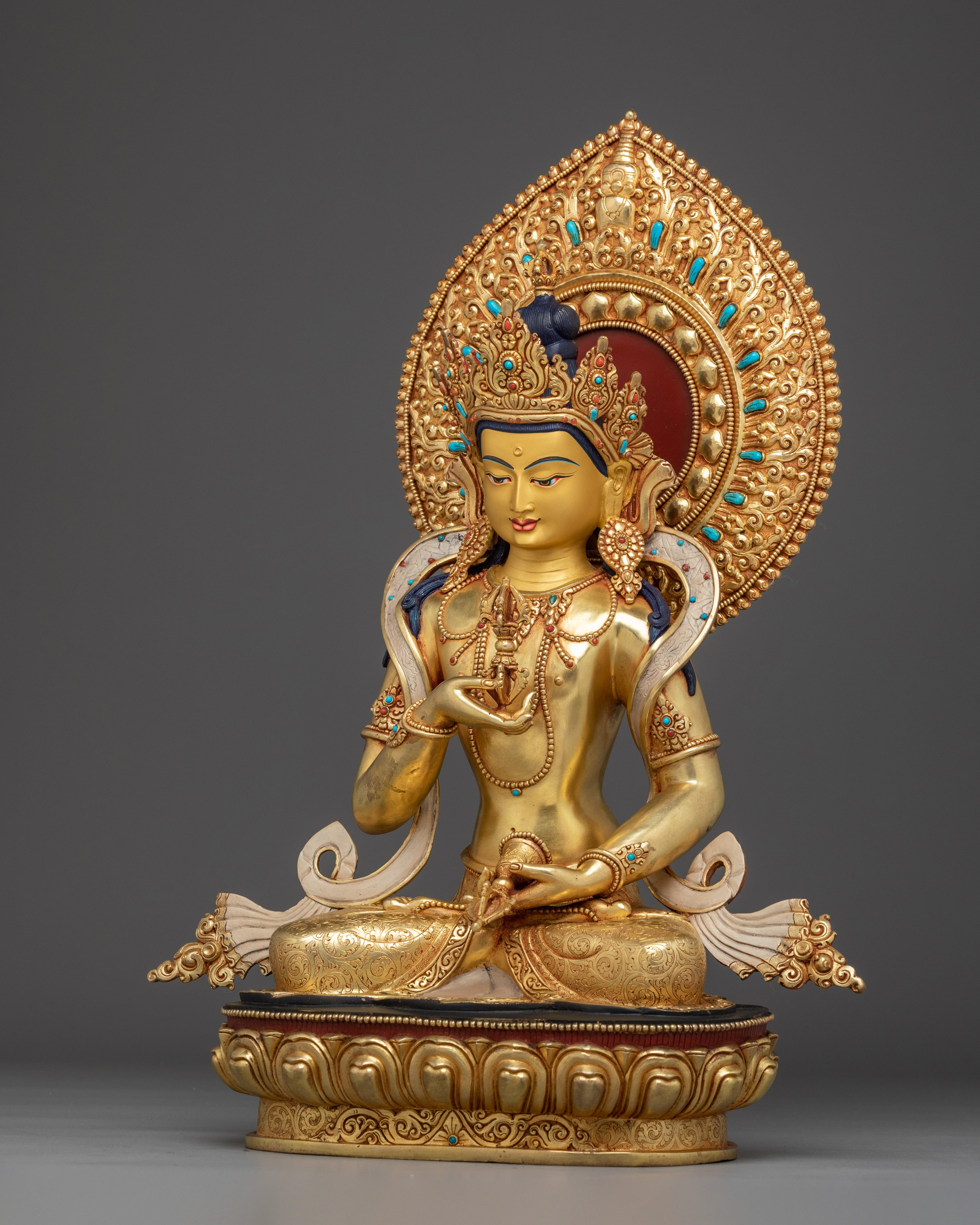 Vajrasattva Golden Art, Deity of Pure Light | Gold Gilded Tibetan Statue