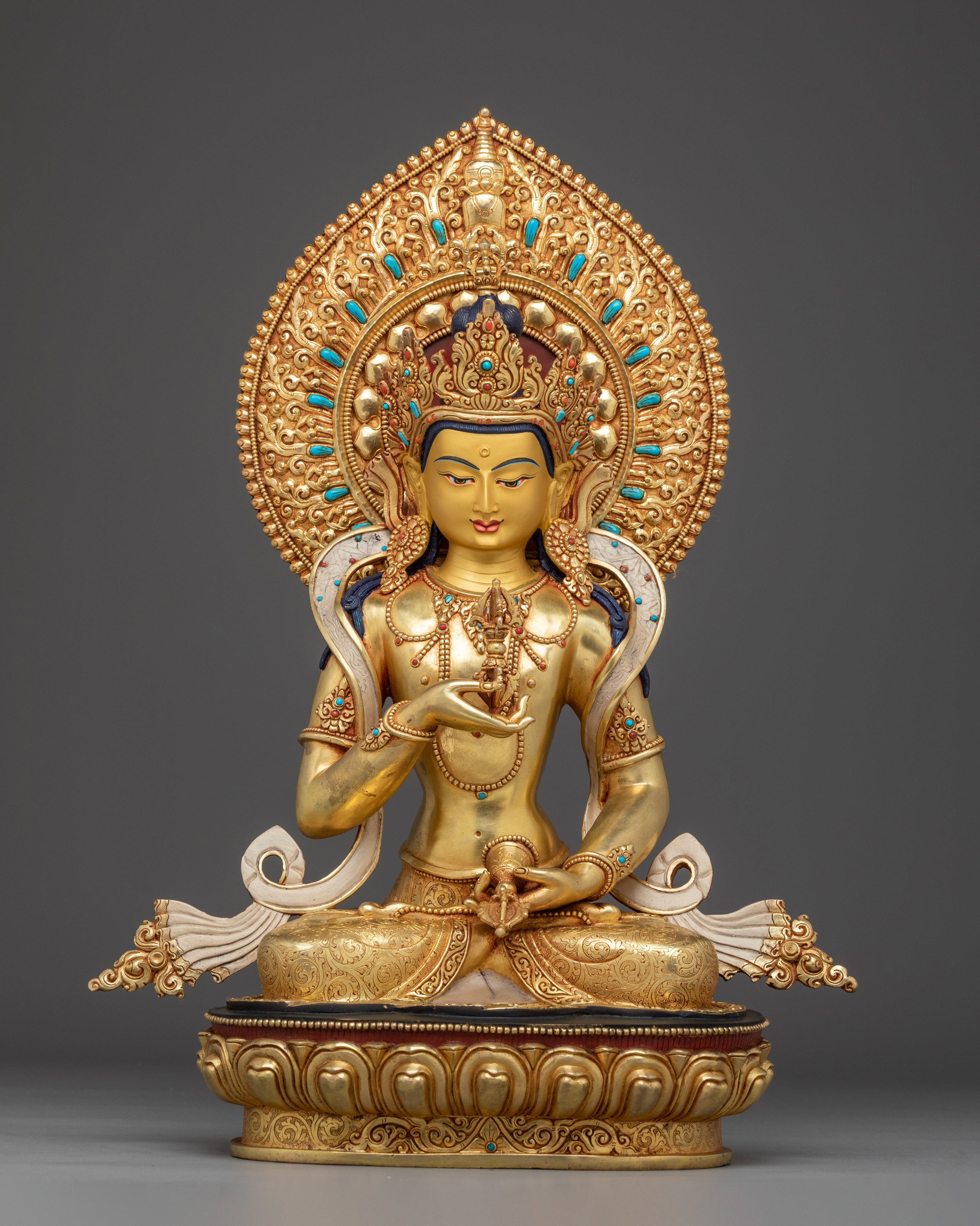 24K Gold Gilded Bodhisattva Set | Copper, and Gemstones